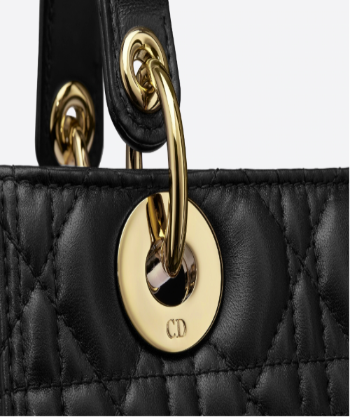 Lady Dior Lambskin Handbag in Black | Luxury Designer Shoulder Bag for Women | Perfect for Evening Parties & Special Occasions