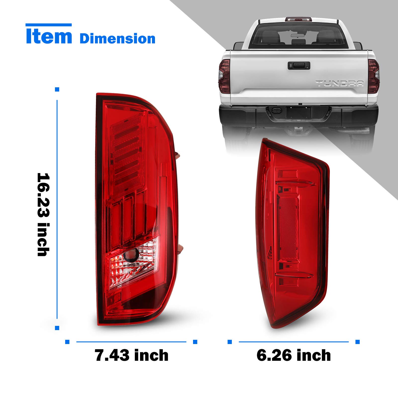 WOLFSTORM LED Tail Lights Assembly Replacement for 2014-2021 Toyota Tundra - Smoked Lens, Plug & Play, DOT Approved - Perfect for Off-Roading, Night Driving & Customization