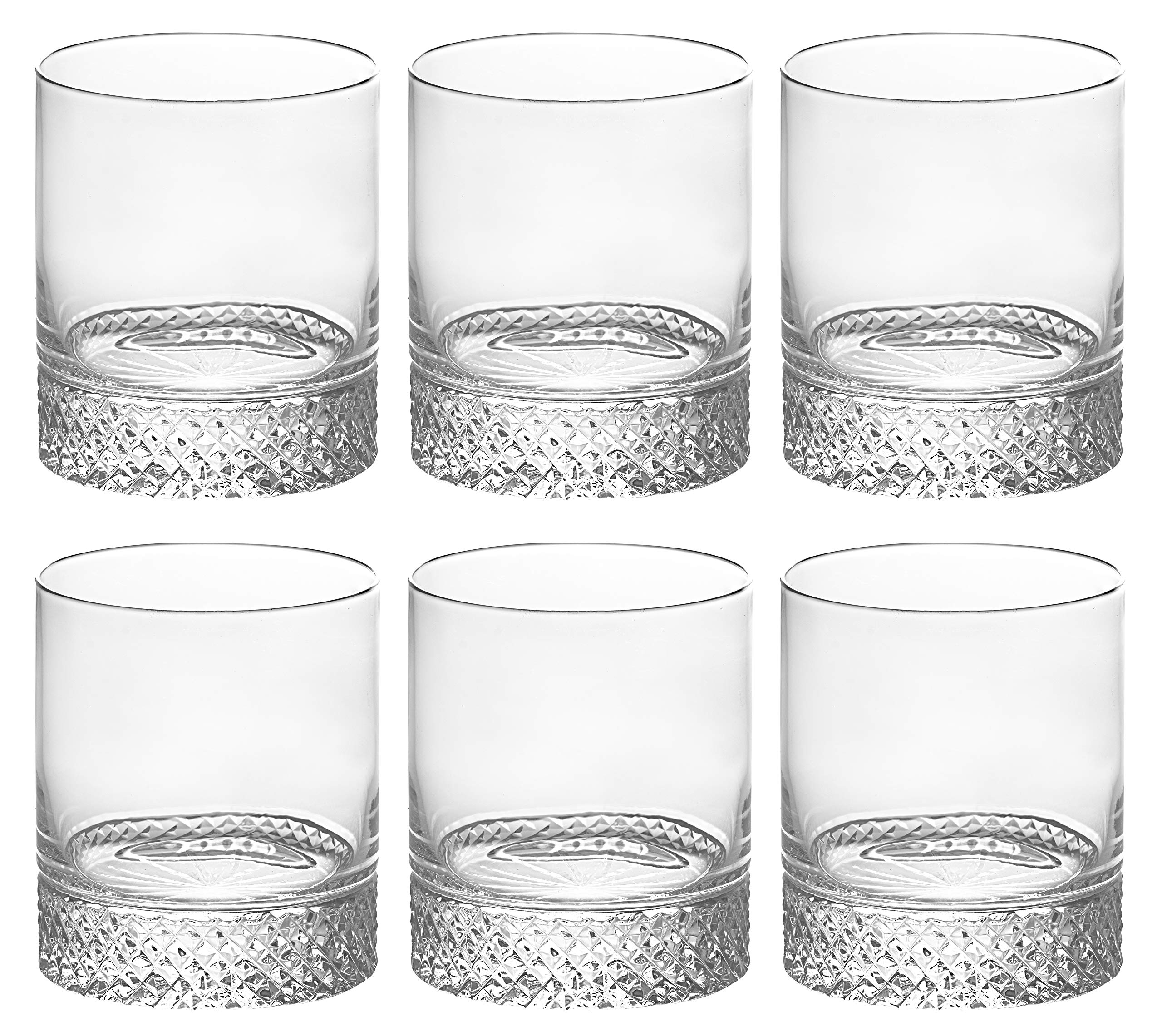 Barski Crystal Double Old Fashioned Whiskey Glasses - Set of 6 Elegant 13oz Cut Crystal Tumblers for Bourbon, Scotch, Water & Beverages - Perfect for Home Bars, Dinner Parties & Gifts - Handcrafted in Europe