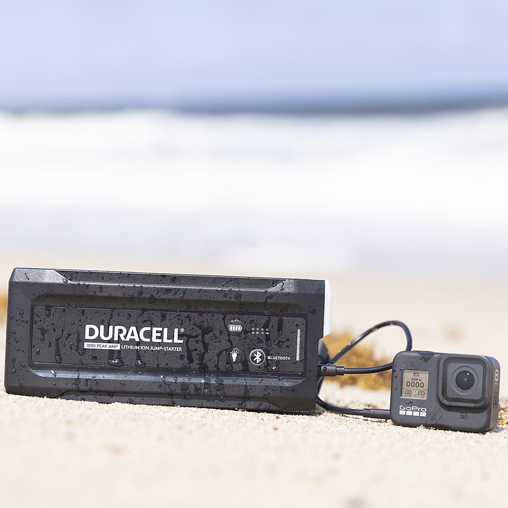 Duracell DRLJS180B 1800A Portable Jump Starter with Bluetooth, USB Power Bank & LED Flashlight - Emergency Car Battery Booster for Trucks, SUVs, RVs - Perfect for Roadside Assistance & Outdoor Adventures