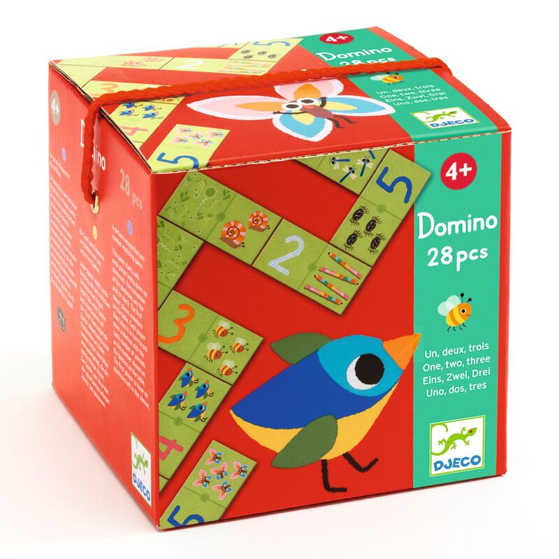 1, 2, 3 Domino 28-Piece Wooden Educational Game for Kids by Djeco - Fun Learning Toy for Preschoolers & Family Game Night