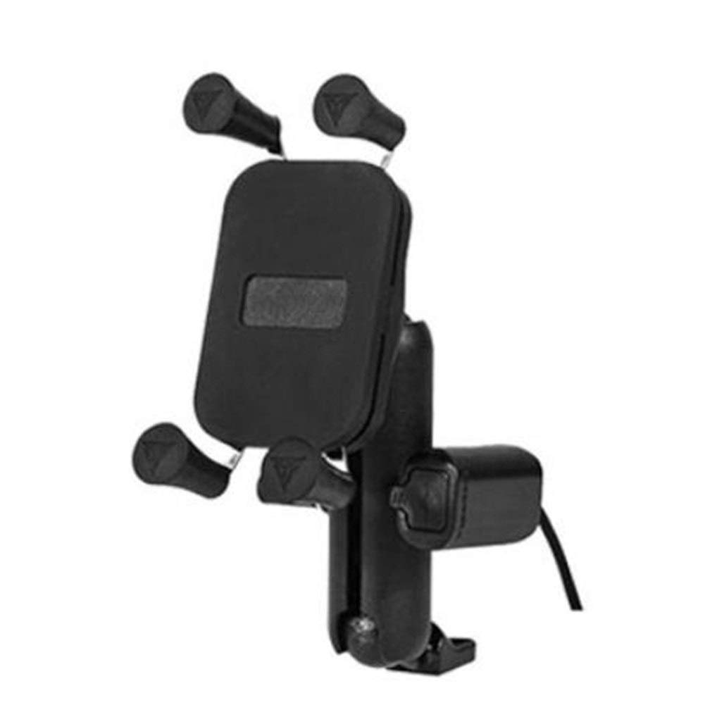 Universal Motorcycle Phone Mount - Aluminum Alloy Bike Phone Holder for iPhone & Smartphones - GPS Navigation Stand with Charging Port (Mirror Black) - Perfect for Riding, Commuting & Adventure Trips