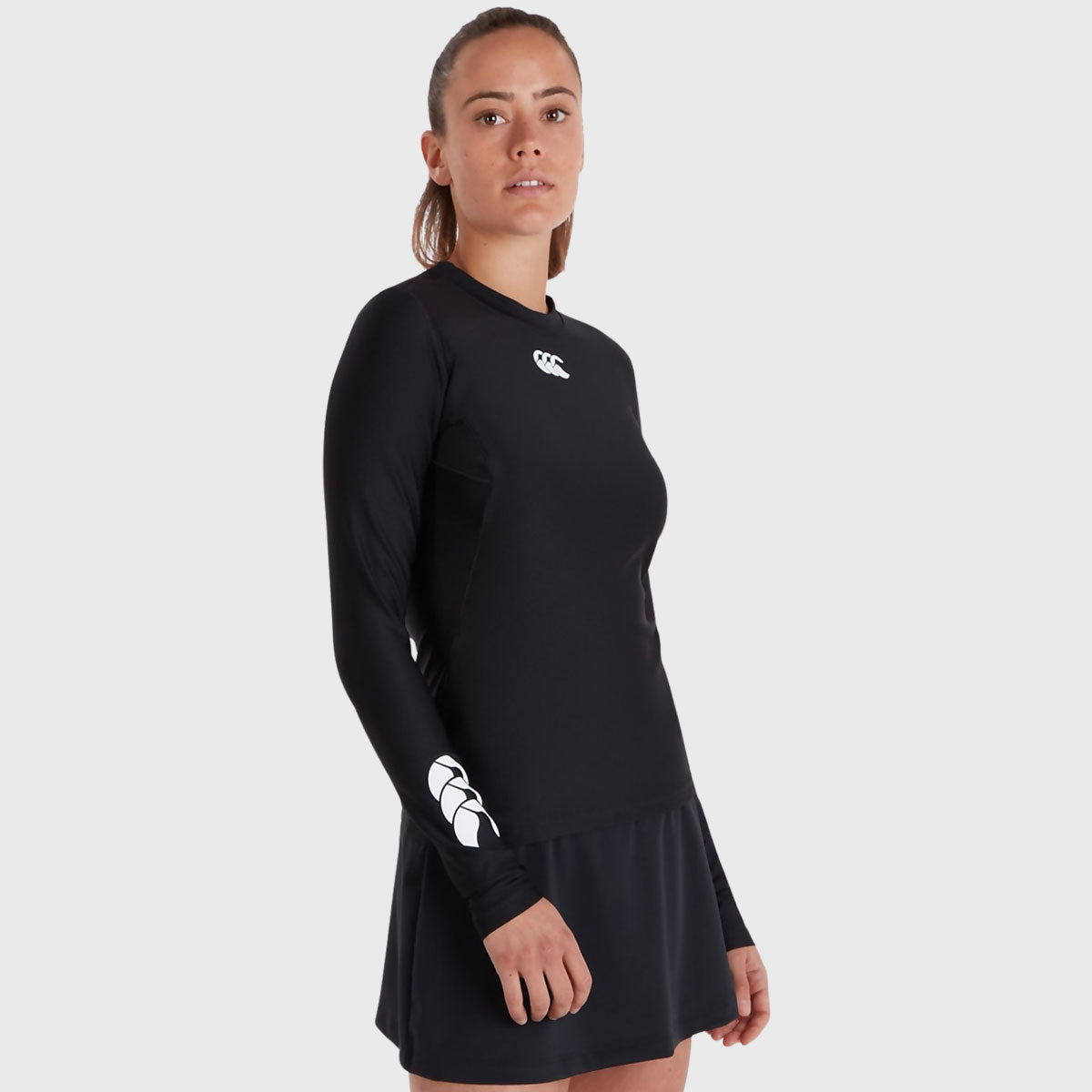 Canterbury Women's Thermoreg Baselayer Long Sleeve Top - Breathable Moisture-Wicking Thermal Underwear for Running, Yoga & Cold Weather Activities - Black