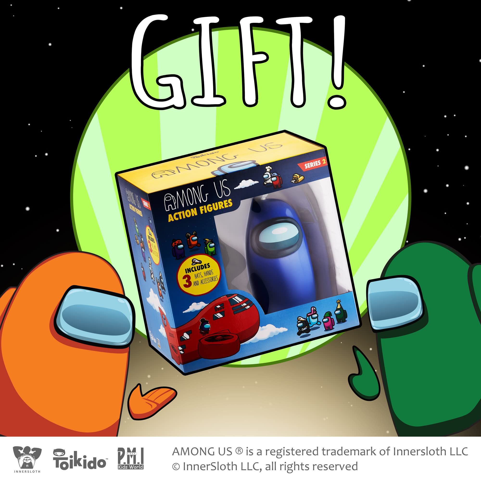 P.M.I. Among Us Action Figure - 6.7-Inch Collectible Character with Blue Ghost, Chop-Chop Knife Hat & Hidden Features | Playable Mini Toy for Kids & Fans | Perfect for Game Nights, Birthday Gifts & Collector Displays