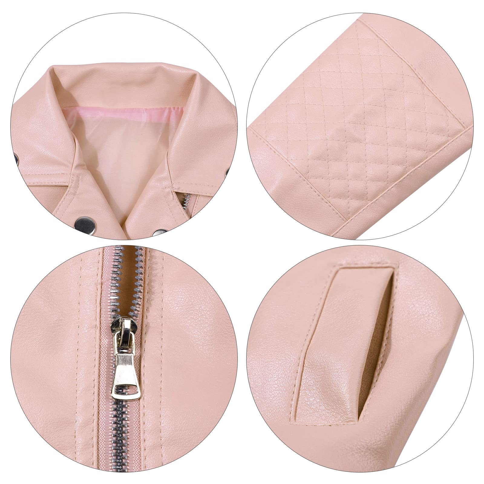 UNIQUEONE Baby Boys & Girls PU Faux Leather Jacket - Stylish Lapel Design with Diagonal Zipper for Spring & Autumn Outerwear | Perfect for School, Playdates & Family Outings