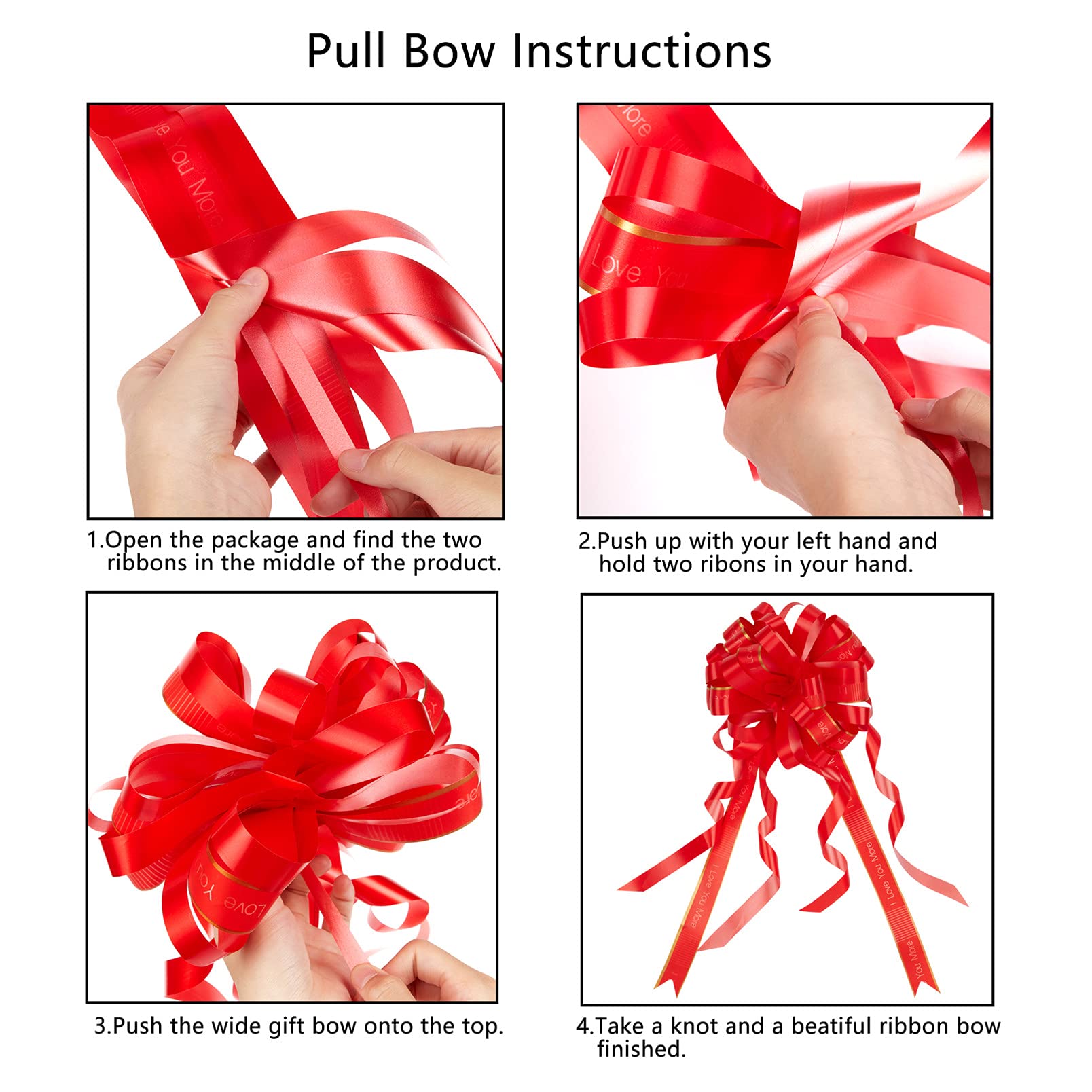 Big Pull Bows 10pcs - Gift Wrapping Ribbons for Presents & Baskets - Party Decor