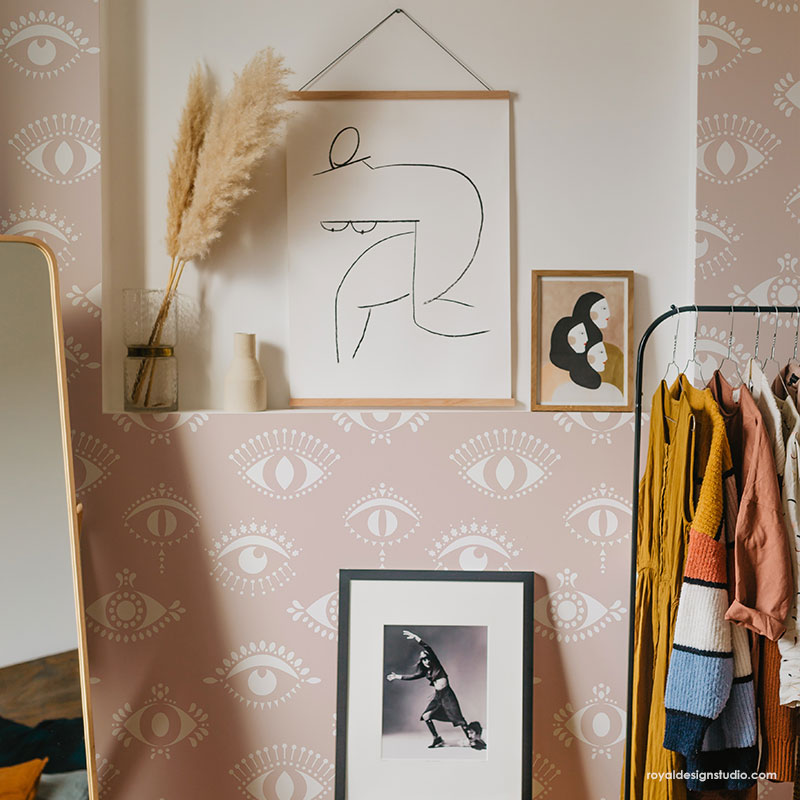 Protective Eyes Wall Stencil - DIY Home Decor Stencils for Creative Painting - Perfect for Bedroom, Nursery, and Living Room Wall Art Projects