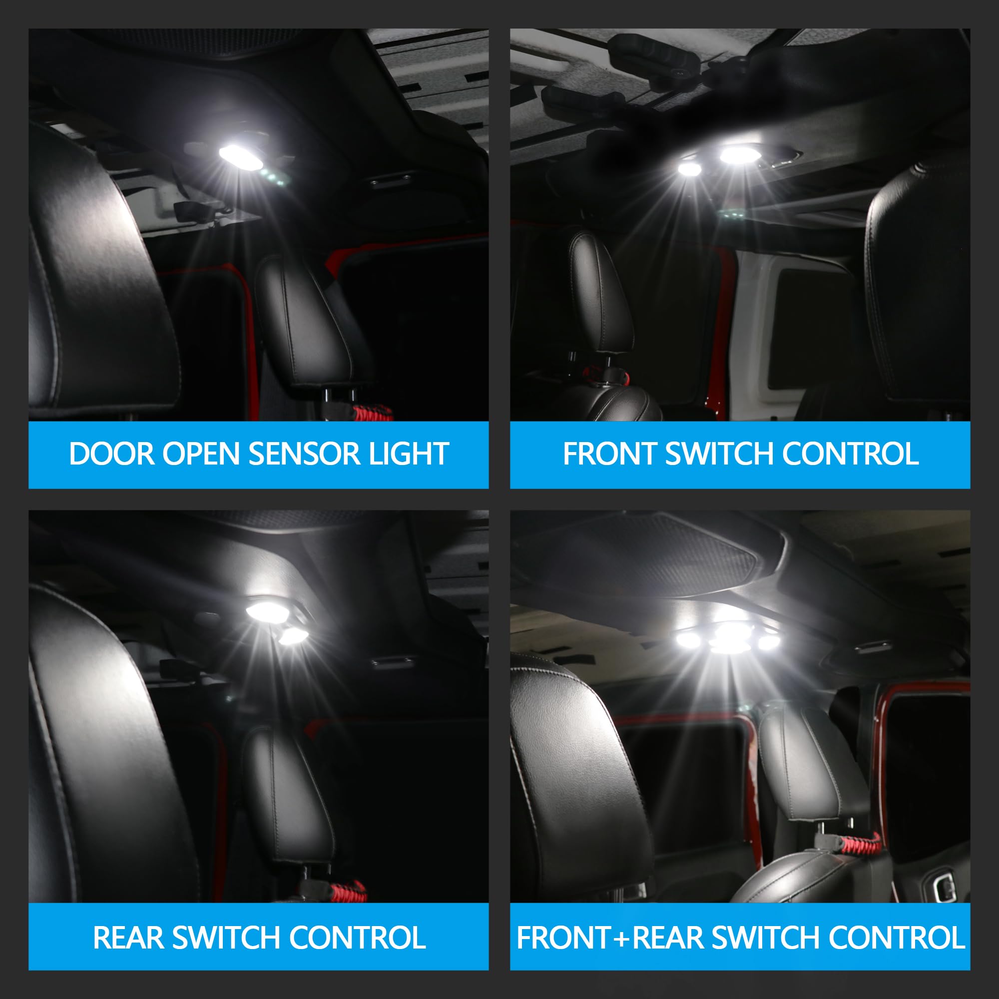 Jeep Wrangler JL & Gladiator JT LED Dome Light (2018-2023) - Interior Cabin Light Replacement with Push Button Switch for Front/Rear Seats | Perfect for Night Driving, Camping & Off-Road Adventures