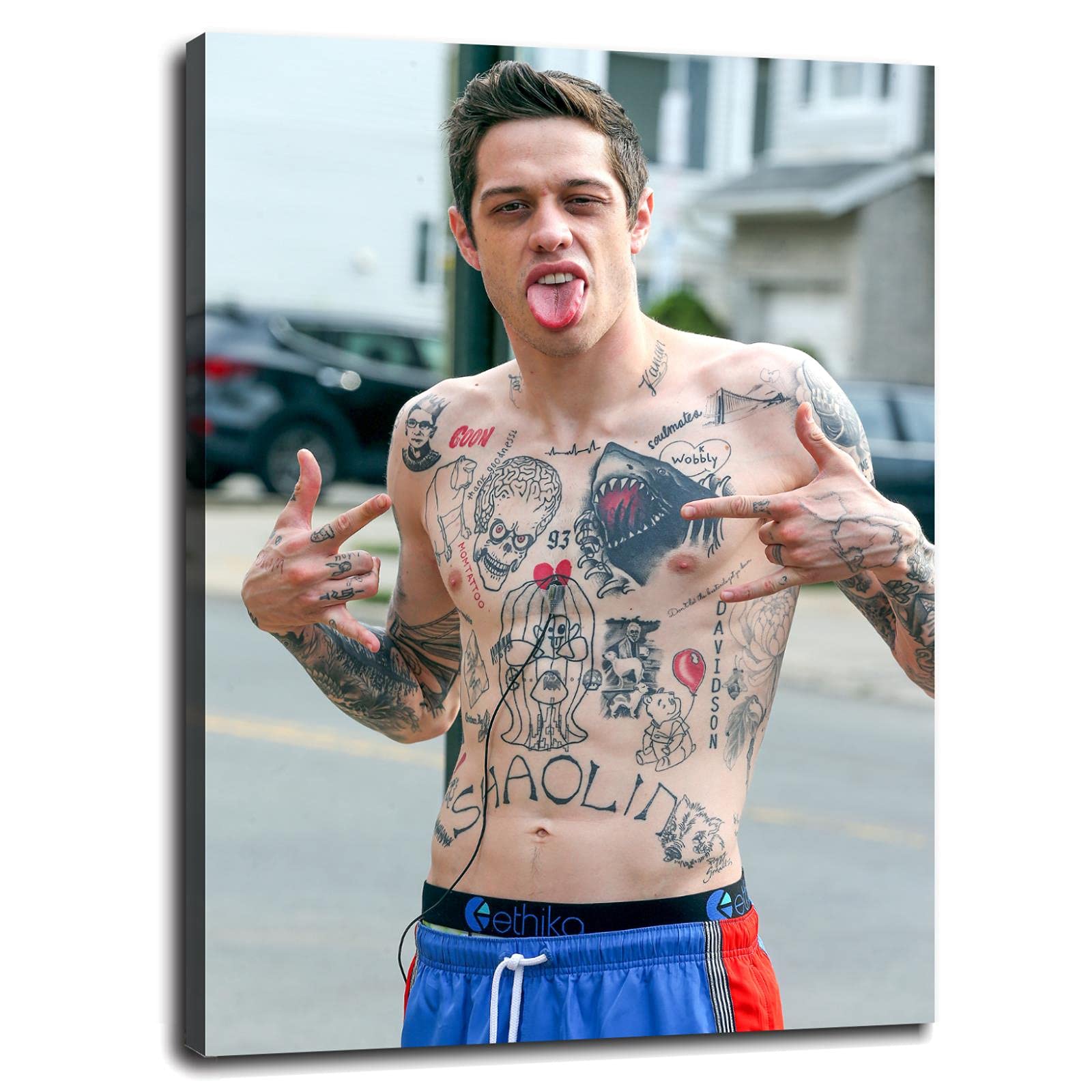 Pete Davidson Canvas Art Print - 32x24 Inch Framed Wall Decor for Living Room, Bedroom, Office | Perfect Gift for Fans & Home Decoration