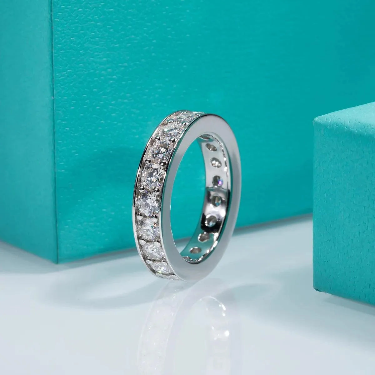 AnuJewel 3.5mm D Color Moissanite Wedding Band - 14K Gold Plated Sterling Silver Eternity Ring for Women & Men | Anniversary, Engagement, Promise Ring | Perfect for Weddings, Proposals & Special Occasions