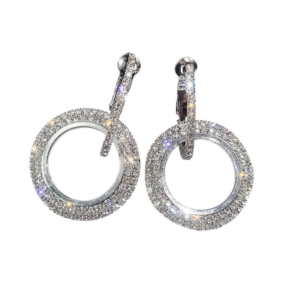 Luxury Gold & Rose Gold Hoop Earrings for Women - Sparkling Diamond & Silver Dangle Charms - Elegant Glitter Round Earrings for Parties, Weddings & Special Occasions