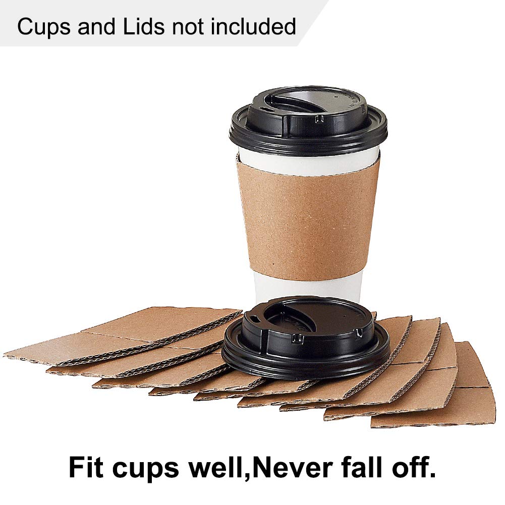 500 Count Disposable Corrugated Coffee Cup Sleeves - Kraft Paper Heat Insulating Sleeves for 12,16,20,22,24 oz Hot Drinks | Perfect for Coffee Shops, Offices & Takeout Services
