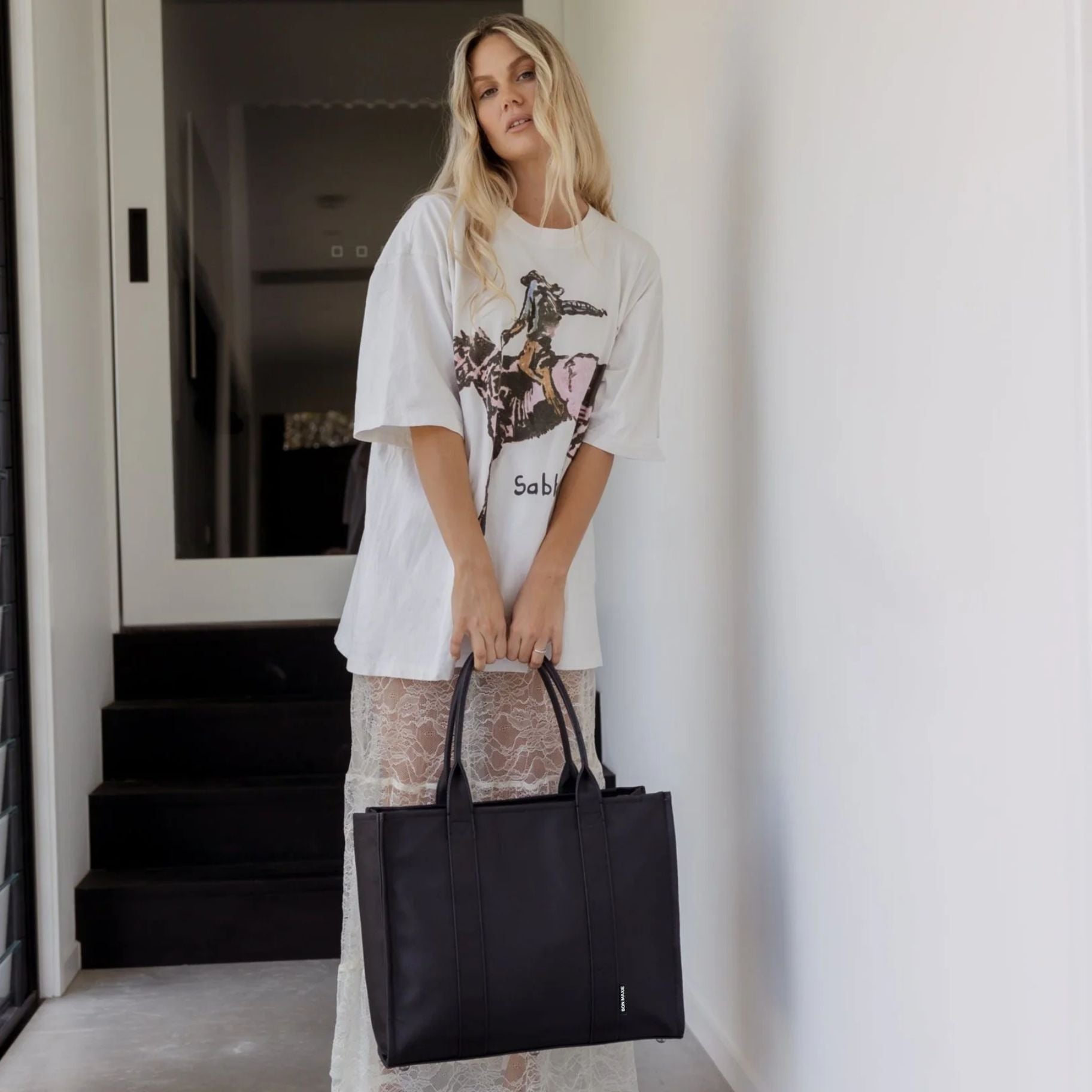 Large Bon Vivant Structured Tote Bag - Stylish Black Leather Handbag for Women | Perfect for Work, Travel & Everyday Use