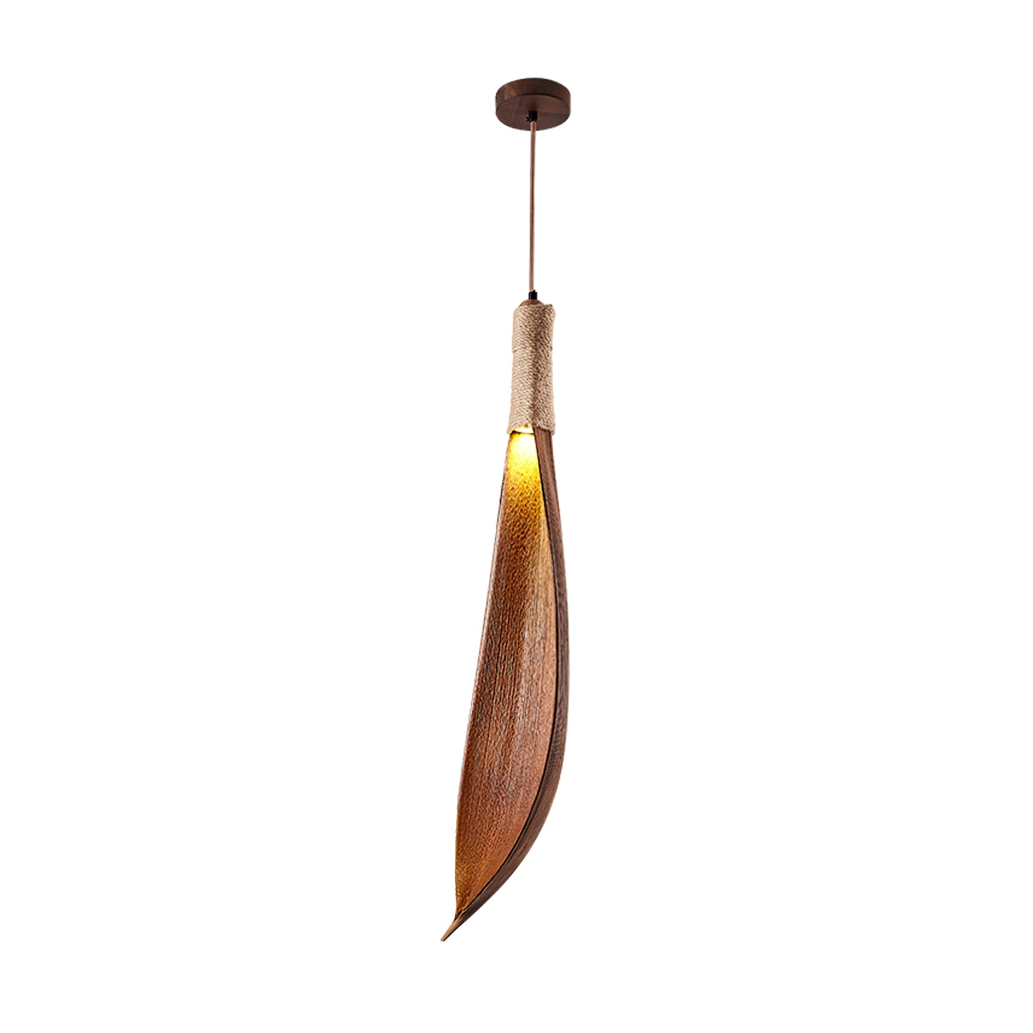 Handmade Cocoa Leaf Pendant Light - Natural Boho Hanging Lamp for Living Room, Bedroom & Dining Room Decor