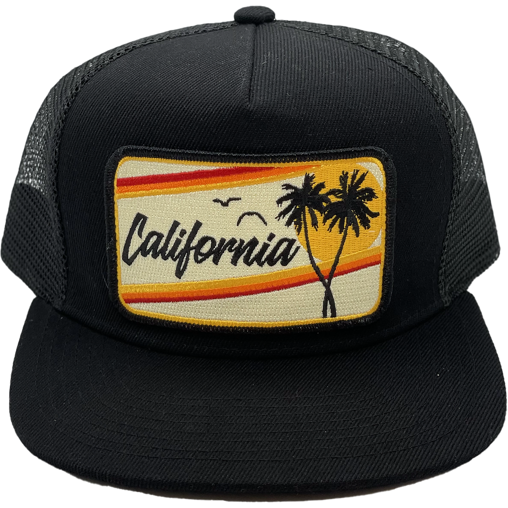 California Palms Trucker Hat - Stylish Vintage Distressed Baseball Cap for Men & Women - Perfect for Outdoor Activities, Travel, and Casual Wear