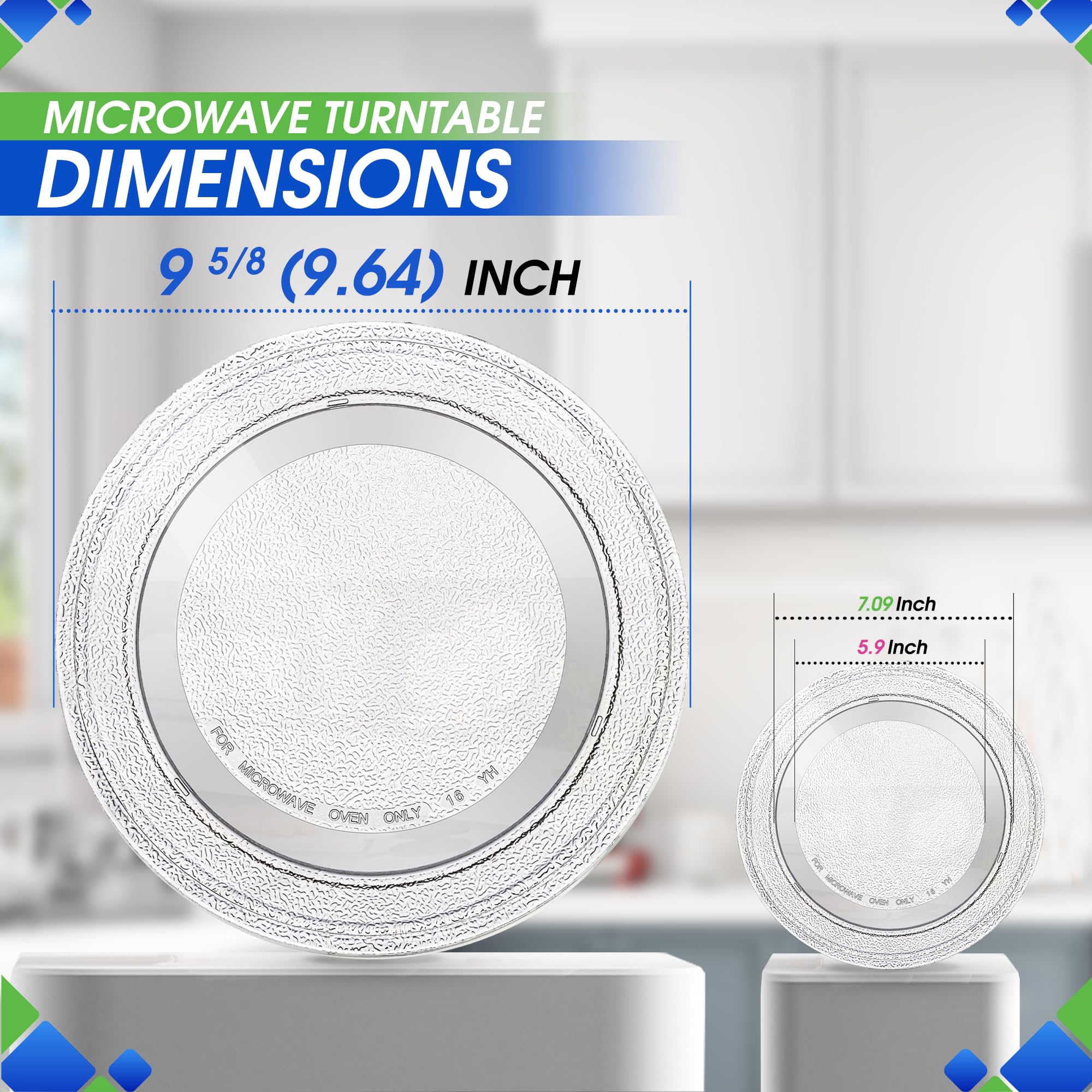 9.6 Inch Microwave Turntable Plate Replacement - Universal Glass Rotating Dish for LG & Other Small Microwave Ovens - Perfect for Even Reheating & Cooking - Ideal for Dorm Rooms, Offices & Small Kitchens