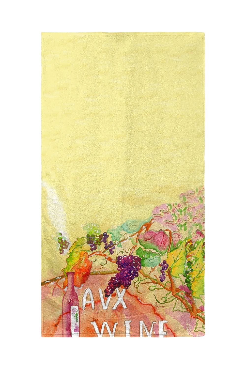 Betsy Drake Wine and Grapes Beach Towel - Large Soft Absorbent Quick-Dry Towel for Pool, Beach, Picnic, and Summer Outdoor Activities