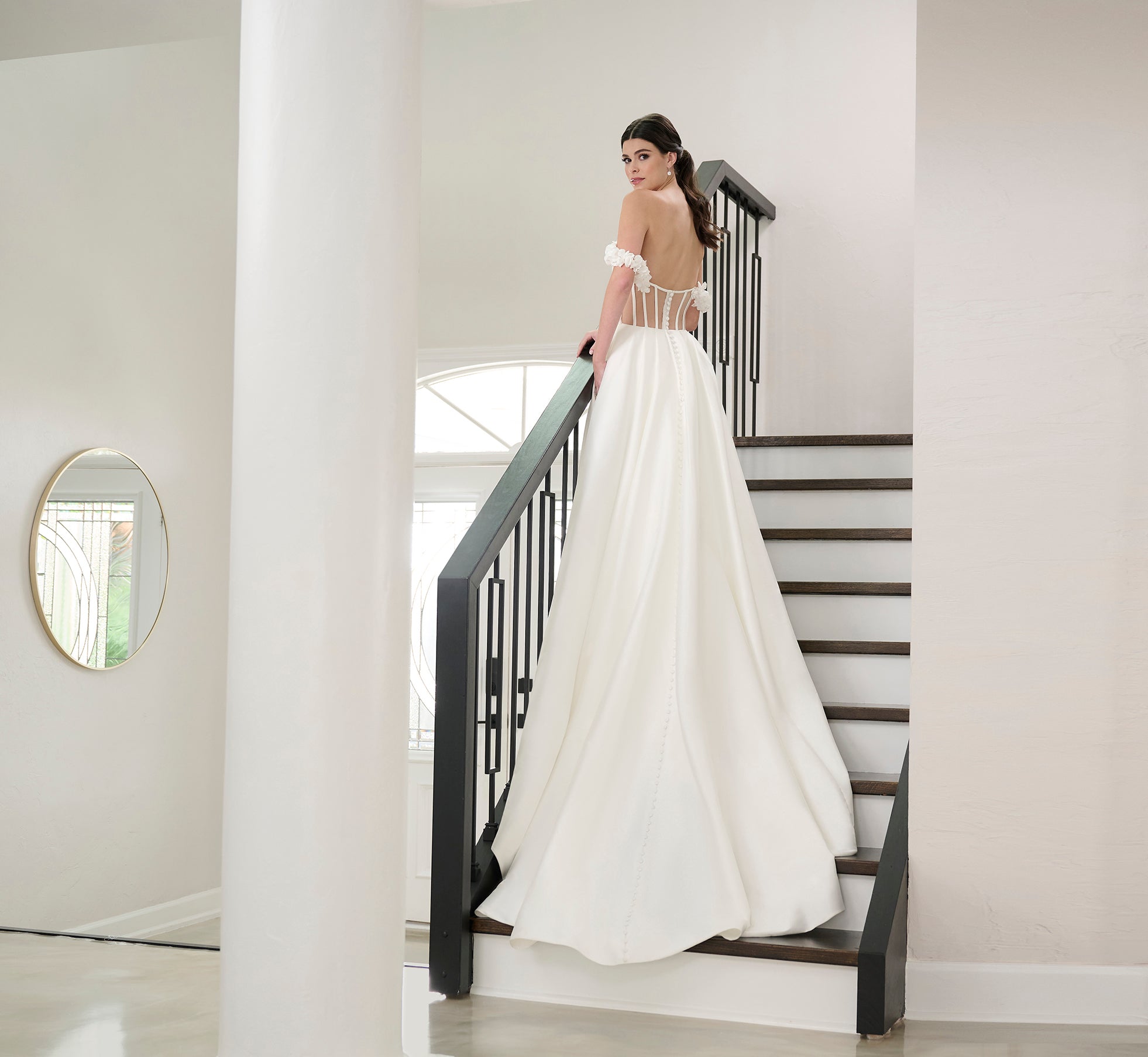 Ivory Nude Stretch Mikado Gown - Elegant Formal Wedding Dress for Brides, Evening Gowns & Special Occasions