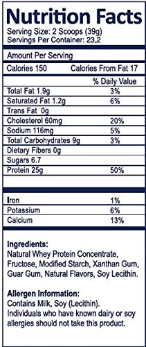 Nutri Supreme Whey Protein Powder - Sweet Vanilla Bean Flavor, 25g Protein per Serving, 2 LB (907g) for Muscle Recovery & Post-Workout Nutrition - Perfect for Gym, Fitness & Weight Loss