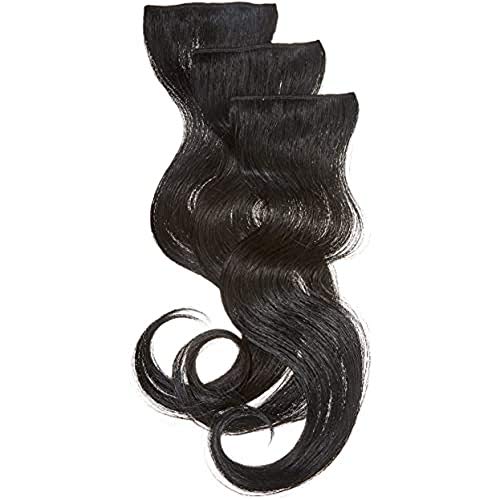 Balmain Double Hair Extensions 3-Pieces - 100% Human Hair - 40cm Length - Jet Black #1 - 0.11kg - Perfect for Parties, Weddings & Everyday Styling