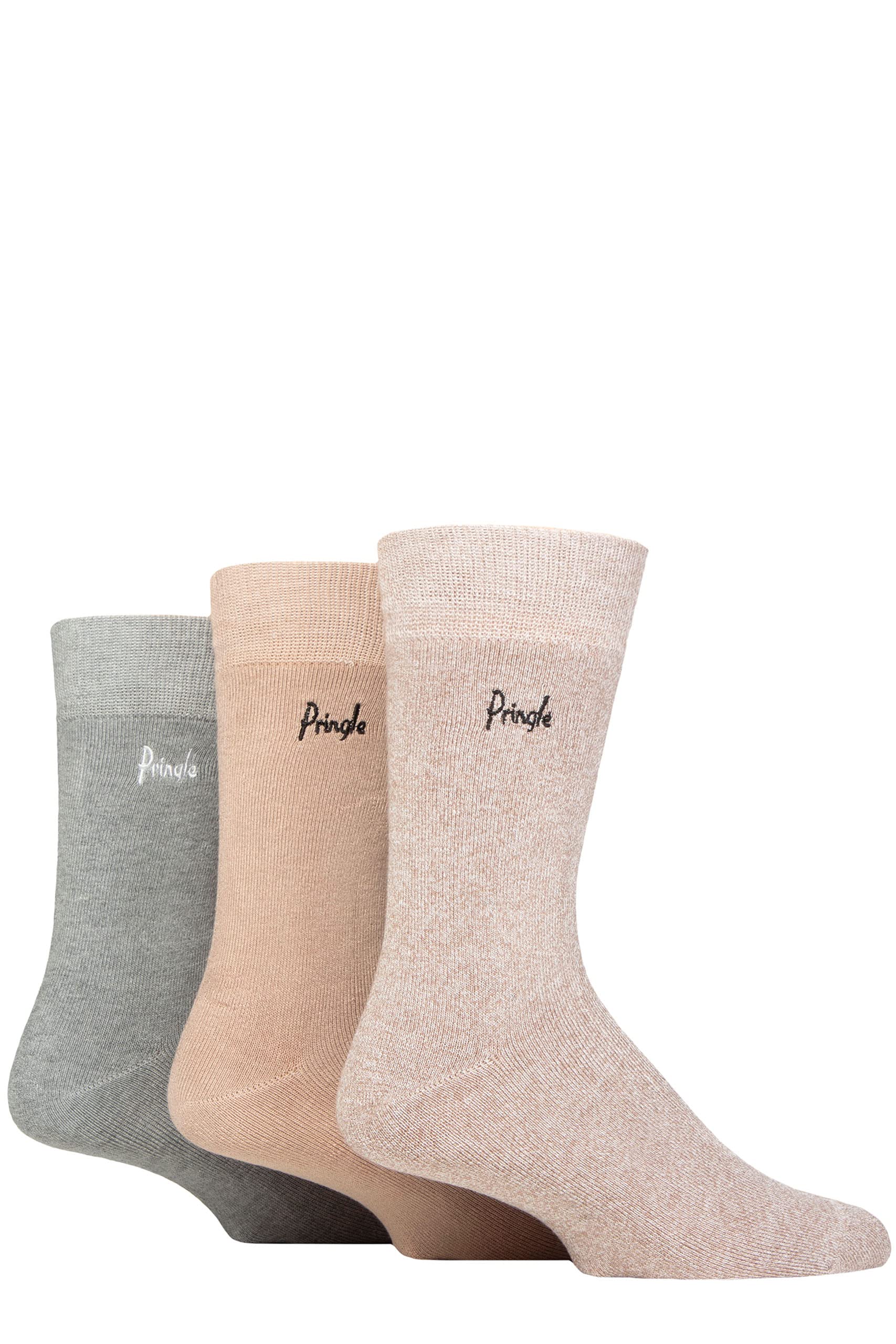Pringle Men's Bamboo Cushioned Comfort Socks - 3 Pack Soft Breathable Casual Socks for Everyday Wear, Lounge & Home Relaxation