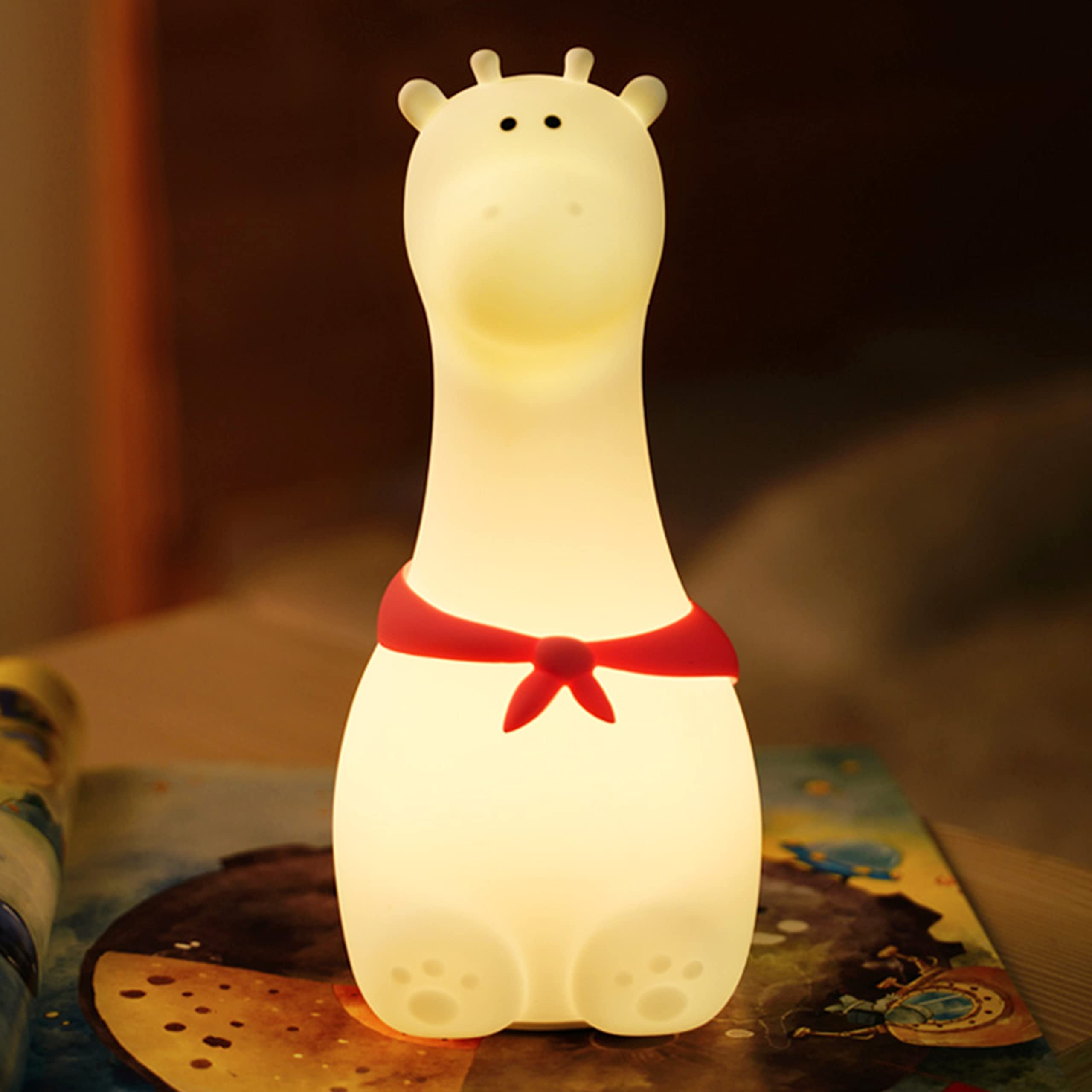 **Cute Silicone LED Night Light for Kids - Multicolor Changing, Rechargeable Nursery Lamp with Timer - Perfect for Bedside, Toddler Rooms & Baby Gifts**    *(Ideal for Bedtime Comfort, Soothing Nighttime Fears, and Creating a Cozy Sleep Environment for Babies & Toddlers)*