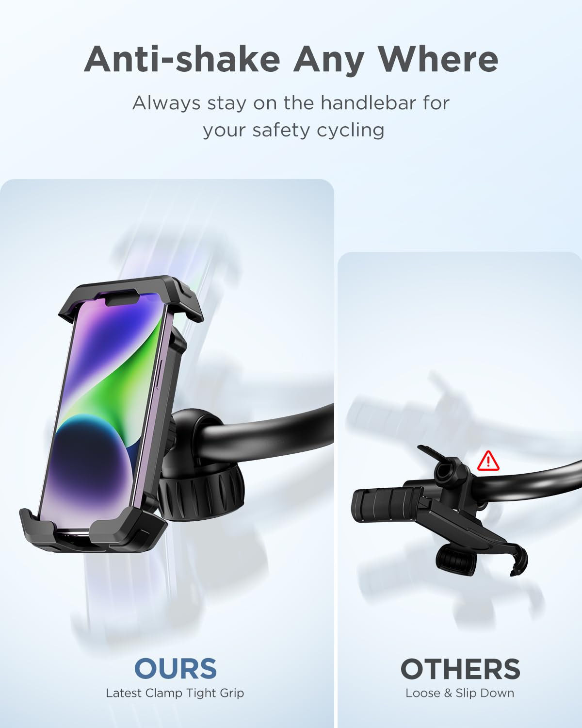 2023 Newest VUP Motorcycle Phone Mount - 360° Adjustable Anti-Vibration Bike Handlebar Holder for iPhone & Samsung Galaxy (4.7-7