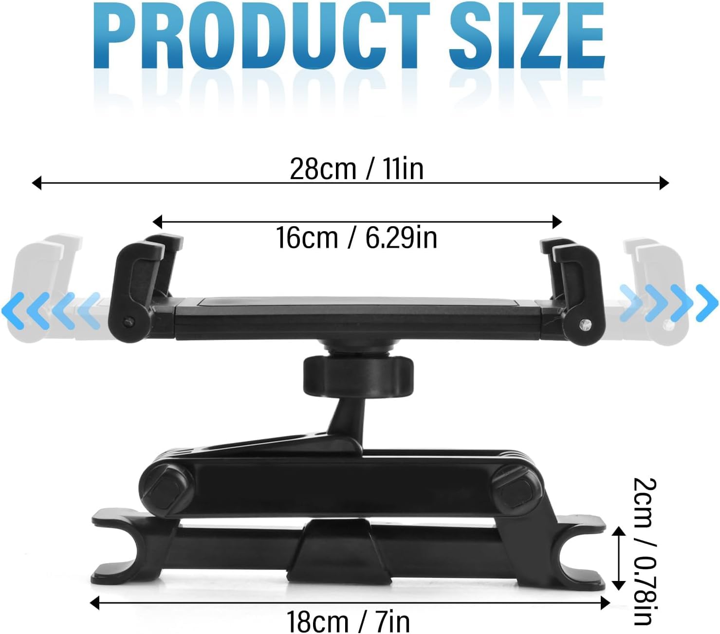 360° Adjustable Universal Car Headrest Mount Holder for iPad, Samsung Tablet, Switch, Kindle & Phones 5.5