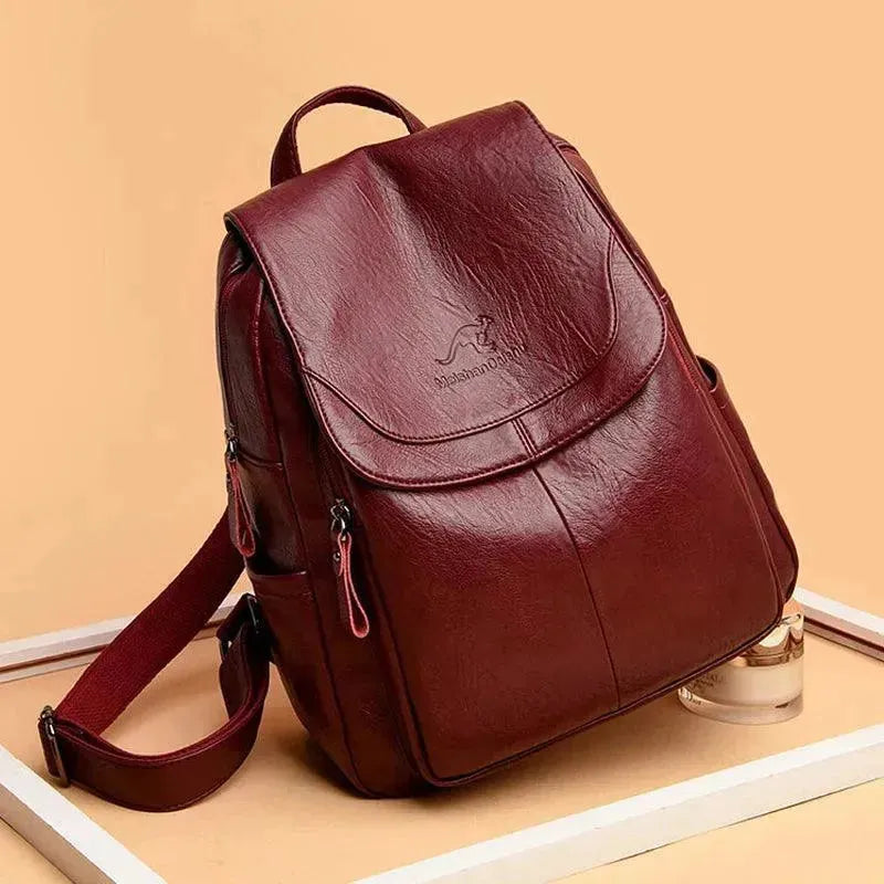 Vintage Soft Leather Women's Backpack - Stylish & Durable Travel Bag for Work, College & Everyday Use
