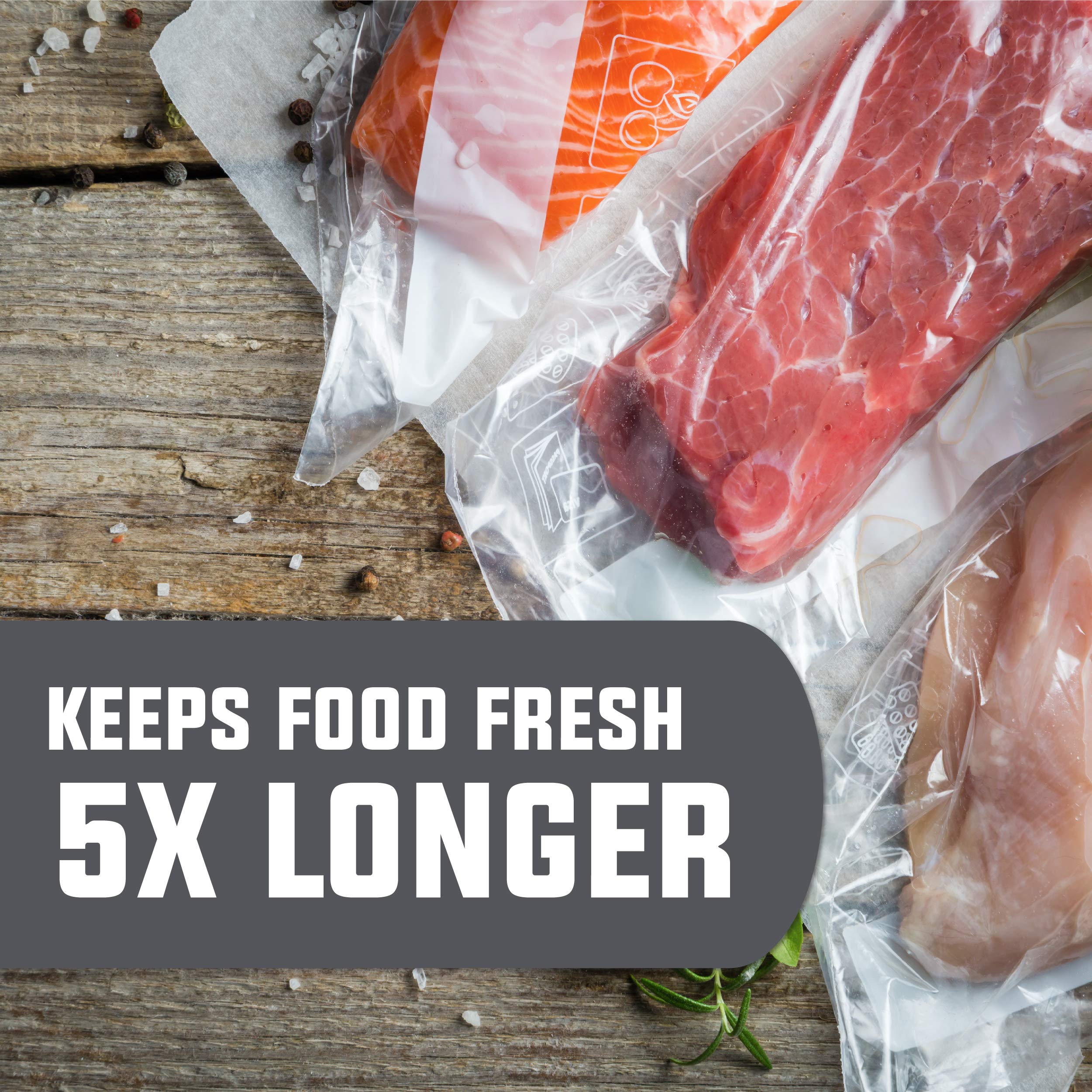 Chefwurx Pre-Cut Vacuum Sealer Bags - 300 BPA-Free Food Storage Bags (6