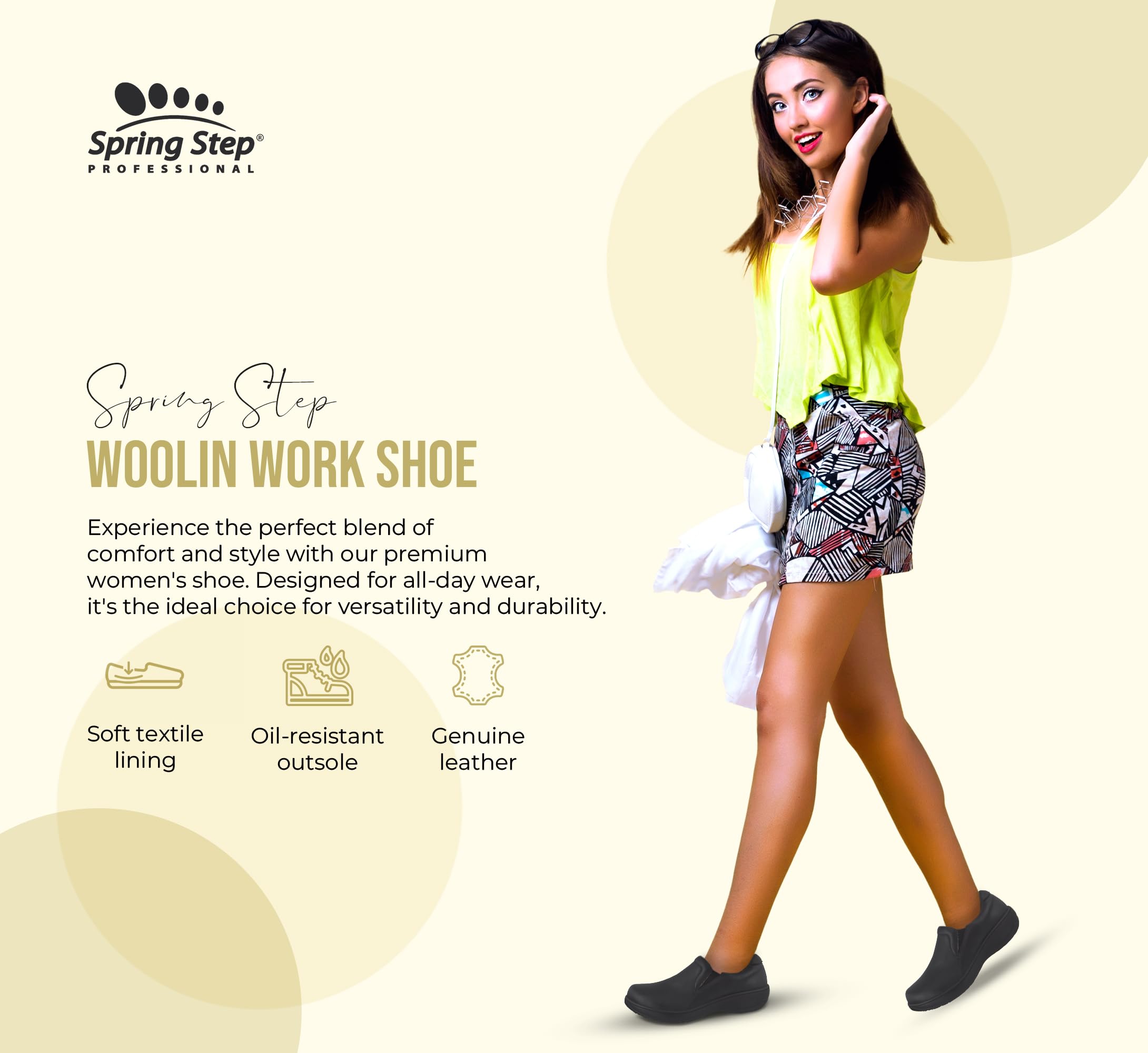 Spring Step Women's Woolin Comfortable Slip-Resistant Work Shoes - Non-Slip Safety Footwear for Nurses, Waitresses & Healthcare Professionals