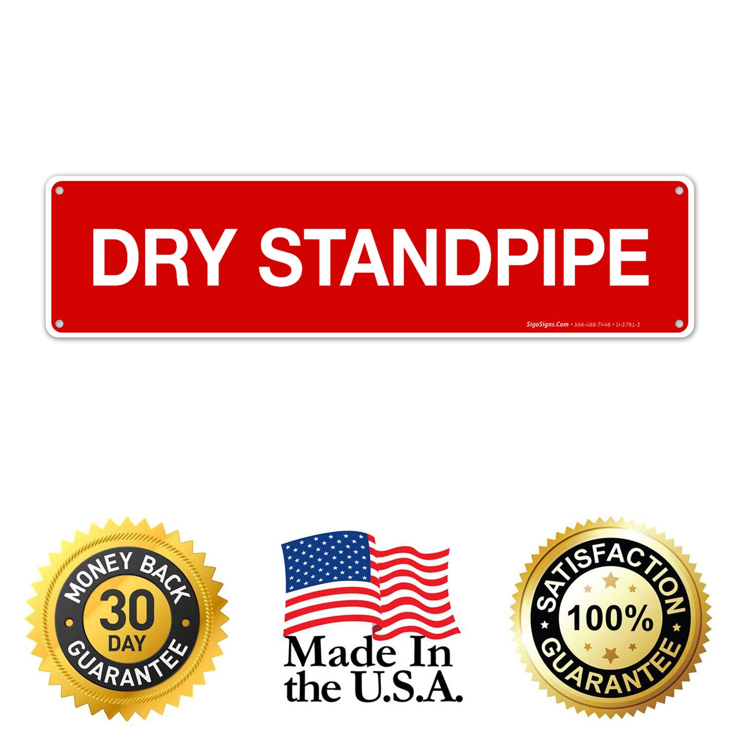 Fire Safety Dry Standpipe Sign - 3x12 Inches Rust-Free .040 Aluminum, Fade Resistant for Indoor/Outdoor Use - Made in USA | Ideal for Commercial Buildings, Warehouses & Fire Safety Compliance