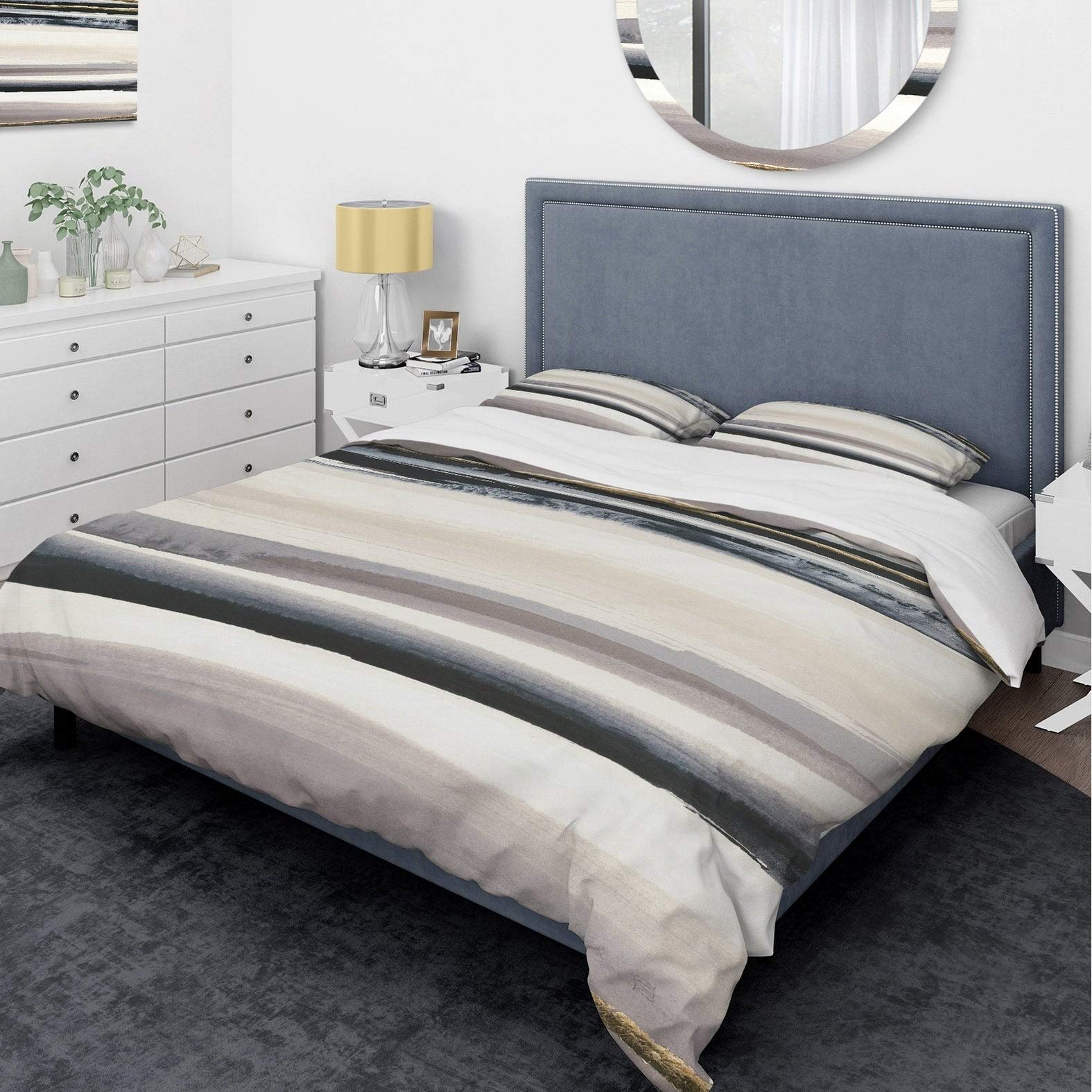 DESIGN ART 'Gold Watercolor Amethyst II' Luxury King Size Bedding Set - 3 Piece Duvet Cover & 2 Shams (Comforter Not Included) | Elegant Bedroom Decor for Master Suite, Guest Room & Luxury Hotels