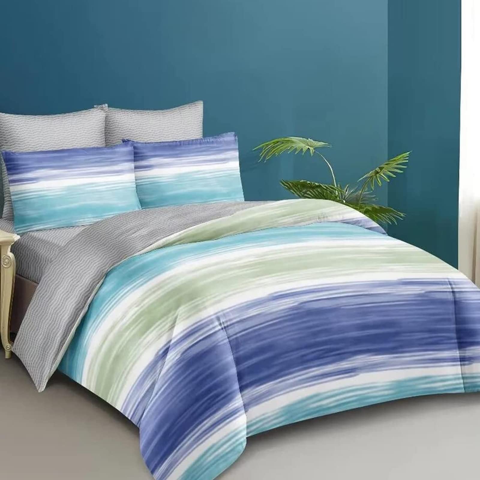Shatex 2-Piece Twin Comforter Set - Ultra Soft All-Season Polyester Bedding with Colorful Stripes - Blue - Perfect for Kids' Rooms, Dorms & Guest Bedrooms