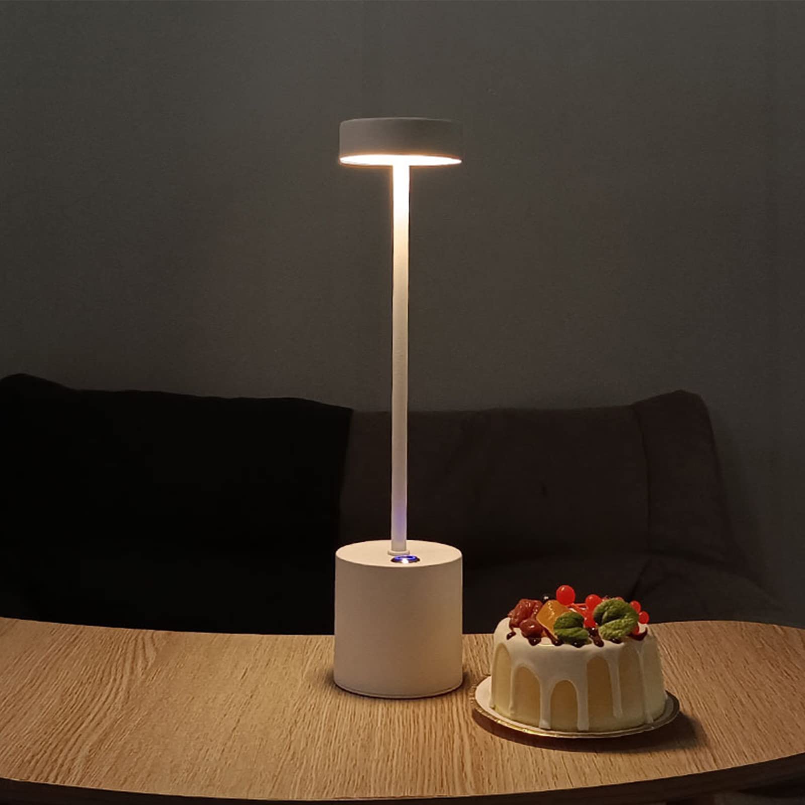 HCHKMMI LED Rechargeable Table Lamp - Industrial Style I-Shaped Bar Light for Bedroom, Restaurant, Bar & Outdoor Use | Dimmable Night Light for Home & Office (White)