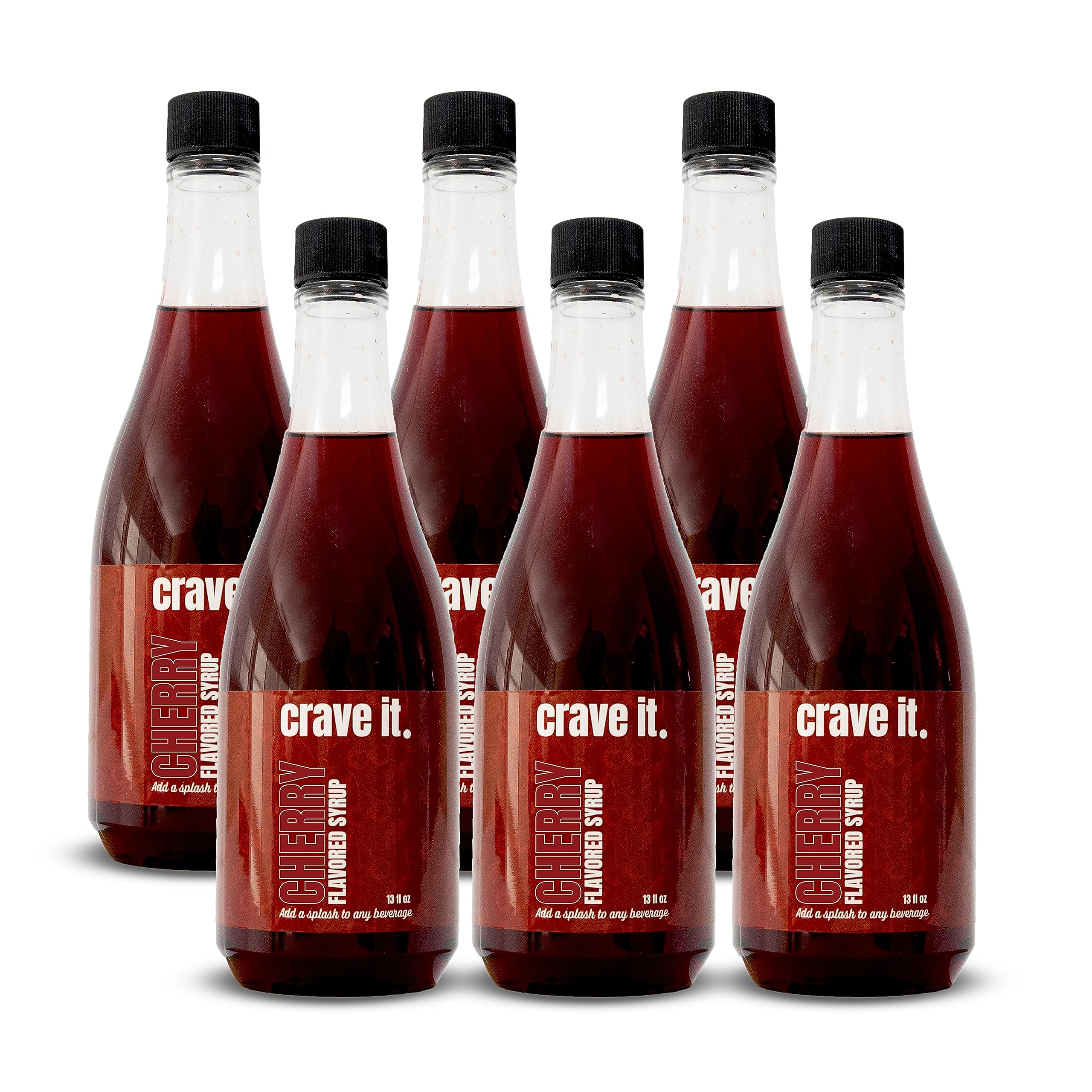 Crave It! Rich Cherry Flavoring Syrup - 13 FL OZ (6 Pack) | Perfect for Soda, Coffee, Latte, Italian Soda & Lemonade | Create Cherry Coke at Home | Ideal for Cocktails, Desserts & Baking