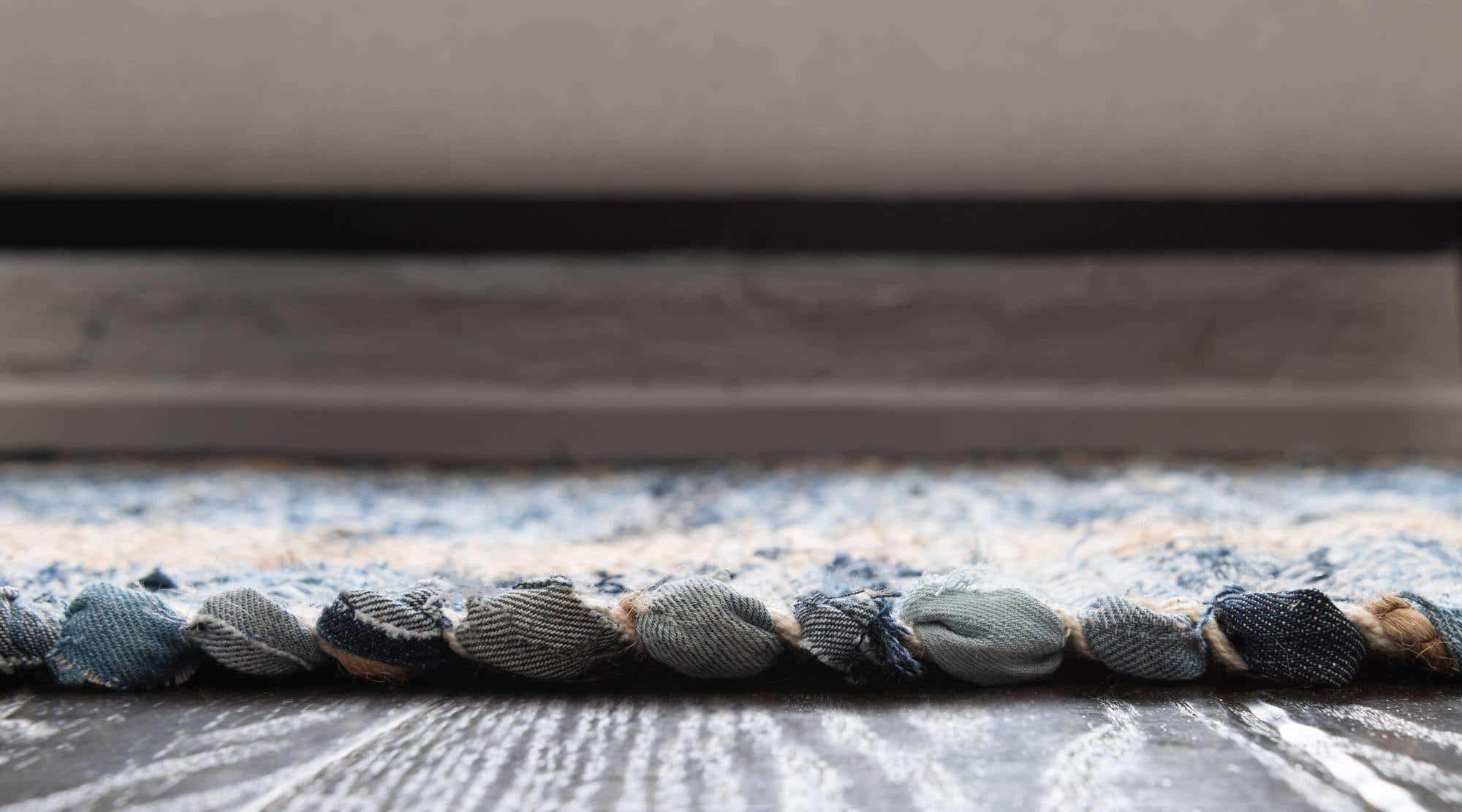 Unique Loom Chindi Jute Collection 8' x 11' Rectangle Navy Blue/Natural Area Rug - Boho Chic Living Room & Bedroom Floor Decor