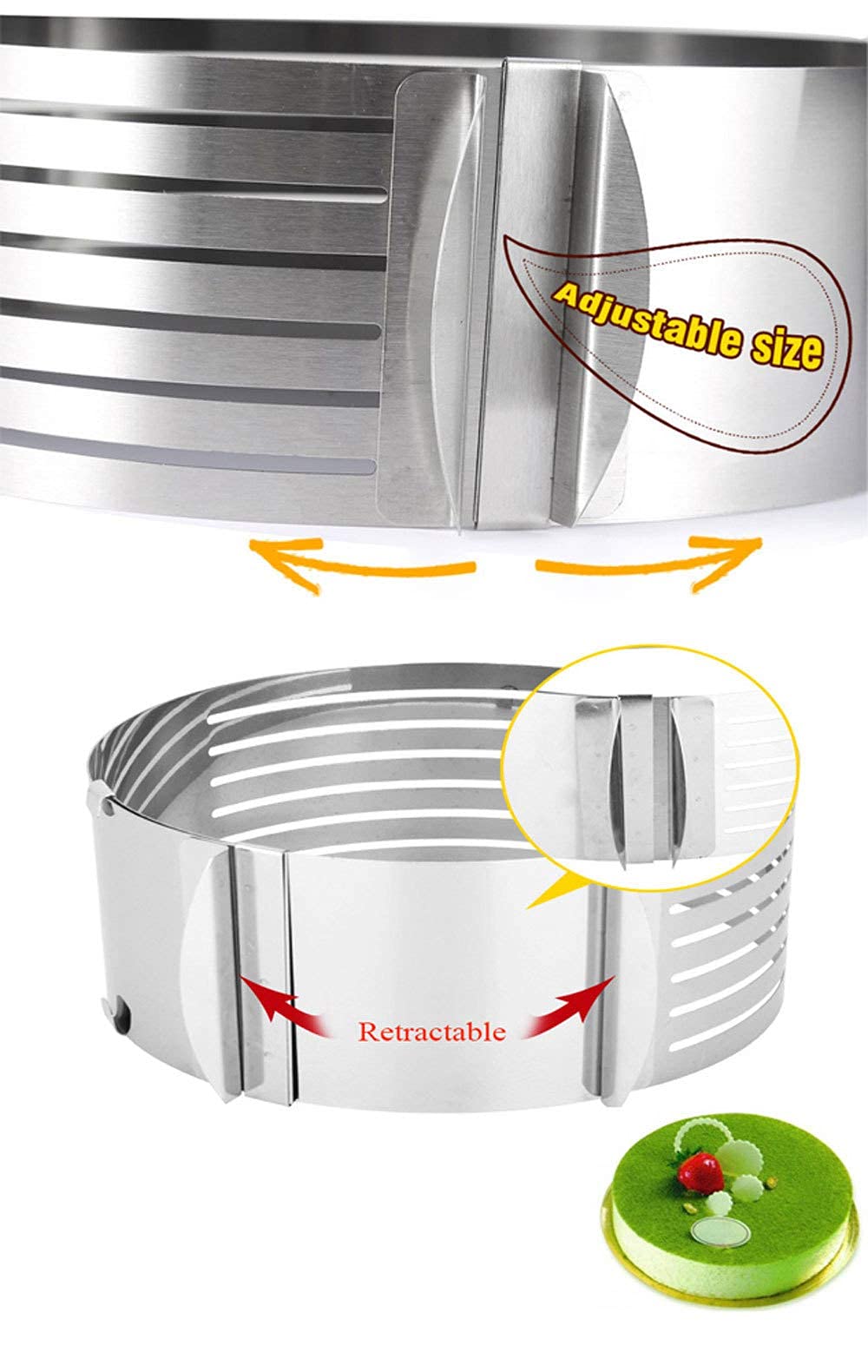 **Stainless Steel Adjustable Cake Leveler & Slicer - 6-8 inch & 9.5-12 inch - Perfect for Layered Cakes, Mousse, and Desserts | Professional Baking Tool for Even Cake Layers & Smooth Slices**    *(Use for weddings, birthdays, bakeries, and home baking to create flawless cake layers and desserts!)*