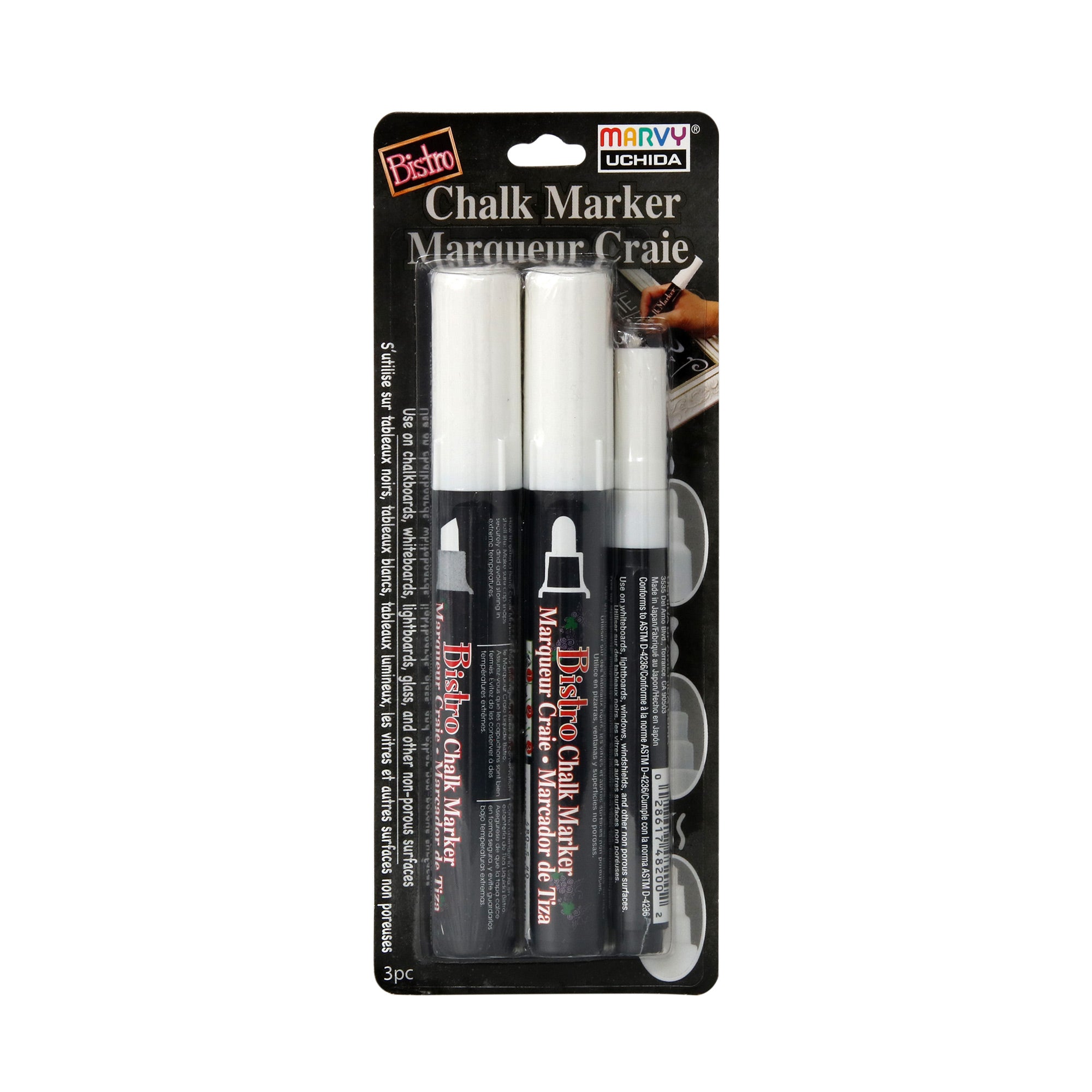3 Pack White Chalk Markers - Non-Toxic, Washable, Vibrant Colors for Chalkboards, Windows, Signs & DIY Crafts - Perfect for Restaurants, Classrooms, and Home Decor