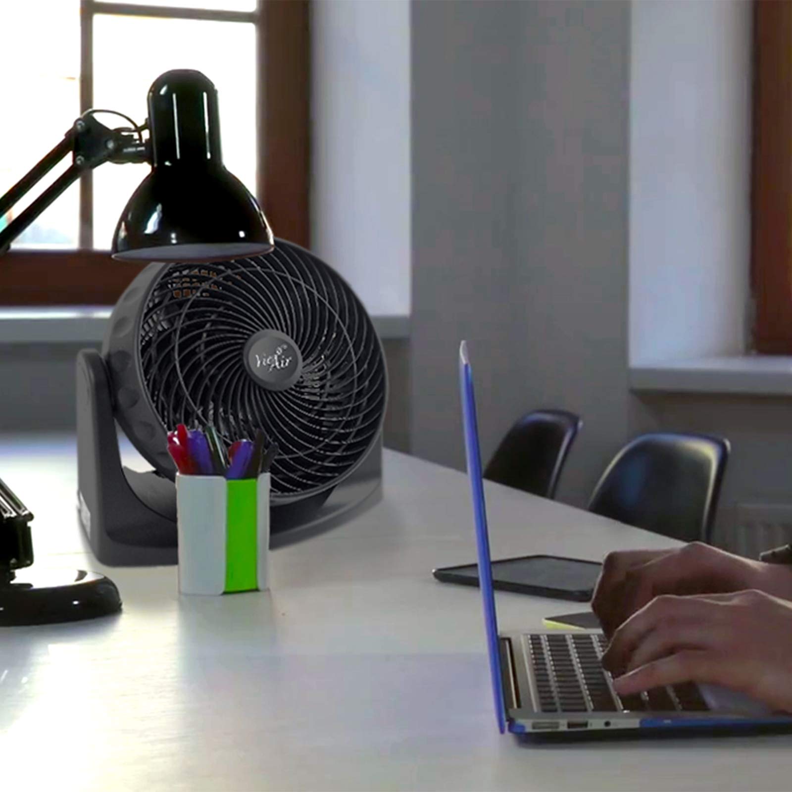 Vie Air Collection 8 Inch Portable Desk Fan - Quiet USB Powered Personal Fan for Home, Office, Dorm & Travel - Compact Cooling Fan with Adjustable Tilt