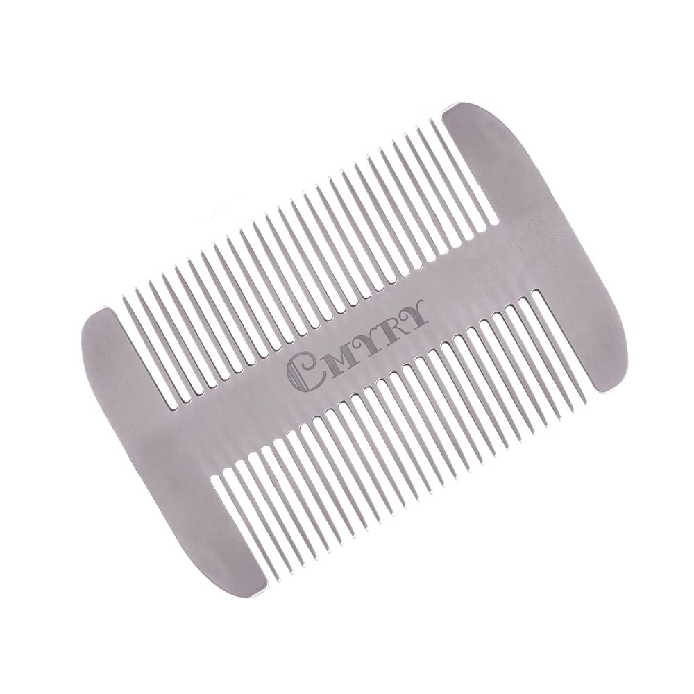 Stainless Steel Beard Comb for Men - Anti Static Pocket Comb for Mustache & Hair, Travel & EDC Wallet Comb (Perfect for Grooming On-The-Go & Daily Use)