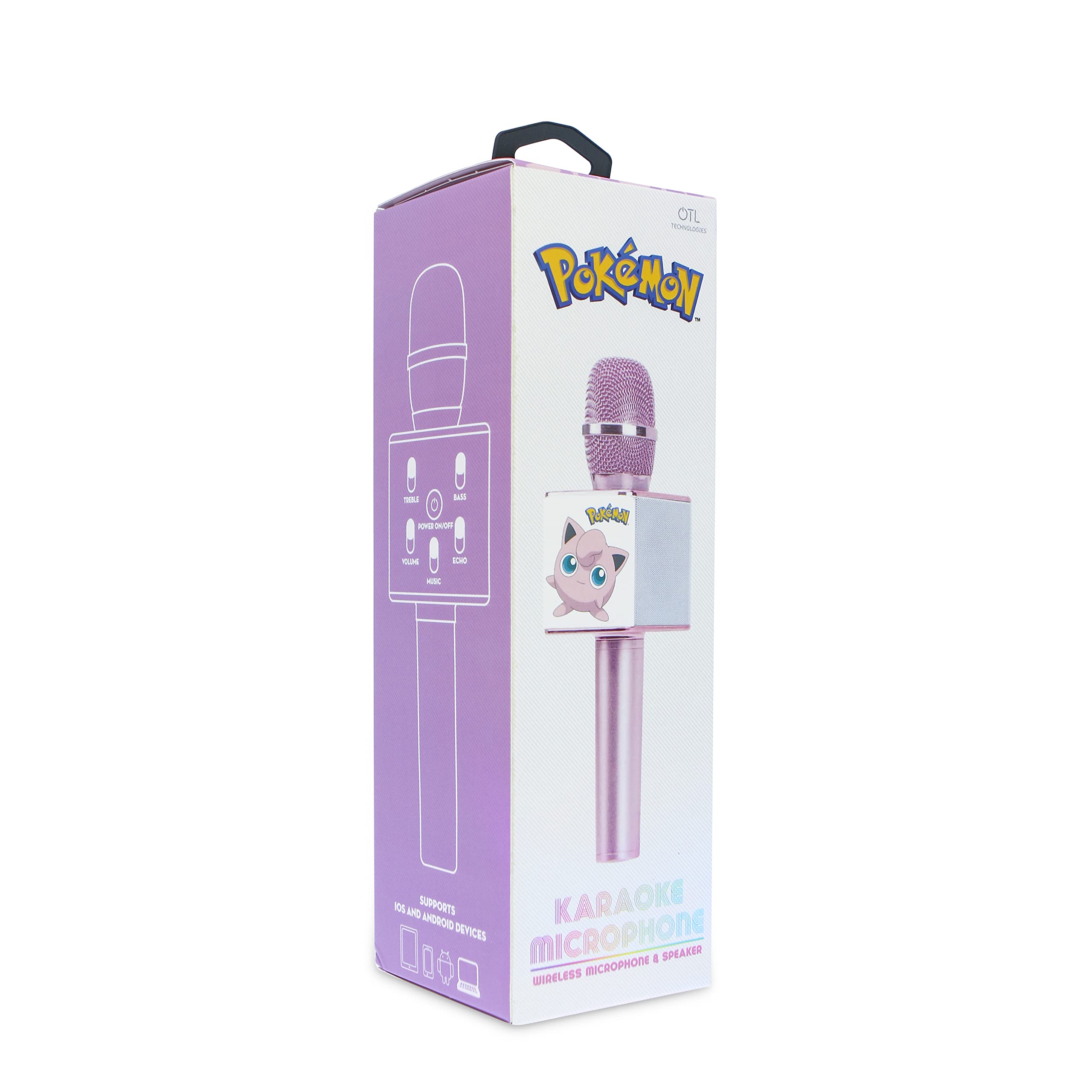 OTL TECHNOLOGIES Pokémon Jigglypuff Karaoke Microphone with Bluetooth Speaker - Portable Wireless Singing Mic for Kids & Adults - Perfect for Parties, Gifts & Family Fun