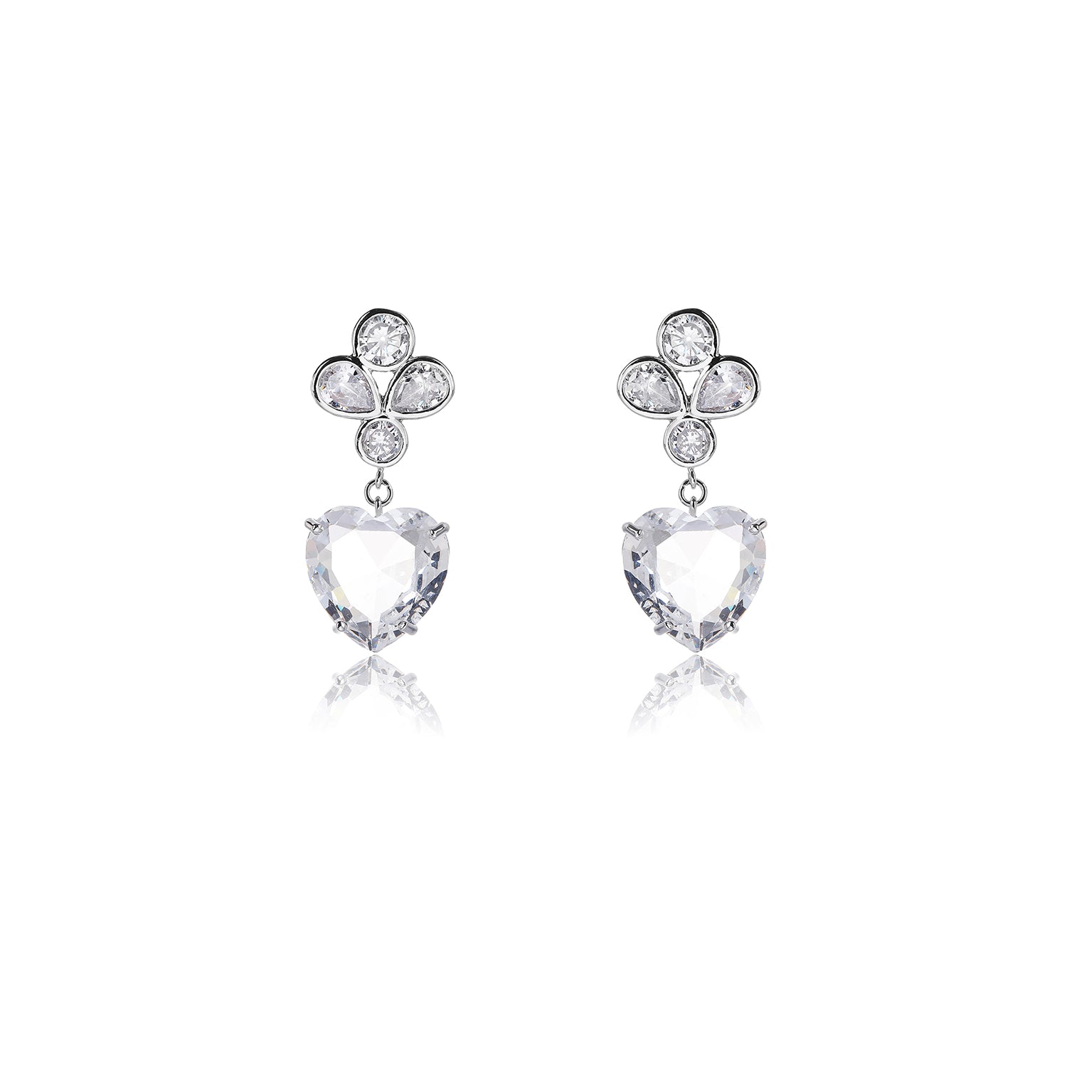 Heart-Shaped Cubic Zirconia Dangle Earrings for Women - Elegant Wedding Jewelry & Bridal Accessories (CE11957) - Perfect for Weddings, Anniversaries, Date Nights and Special Occasions