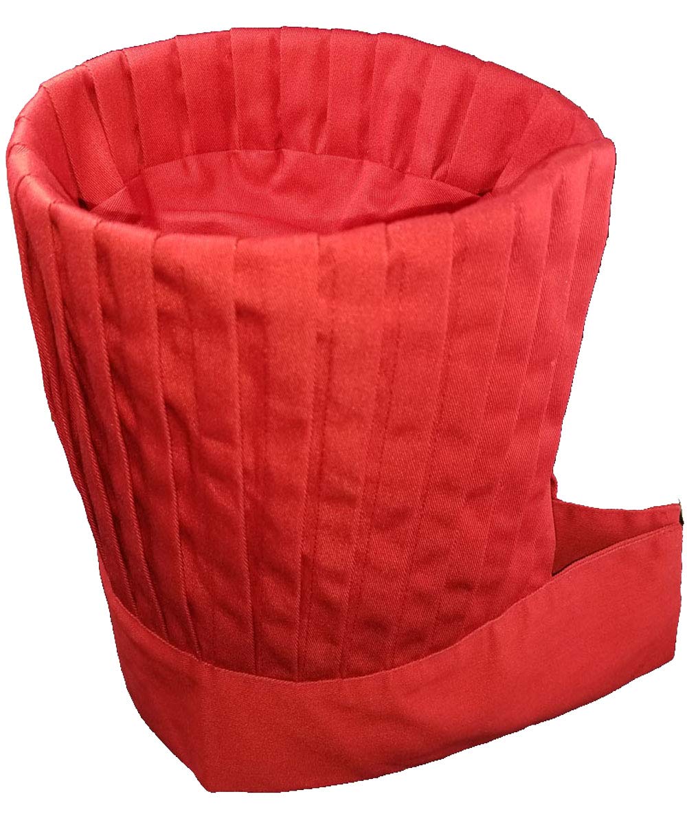Professional Hibachi Chef Hat with Adjustable Tie - Red Teppanyaki Grill Cooking Hat for Japanese BBQ, Sushi Restaurant & Home Kitchen Use