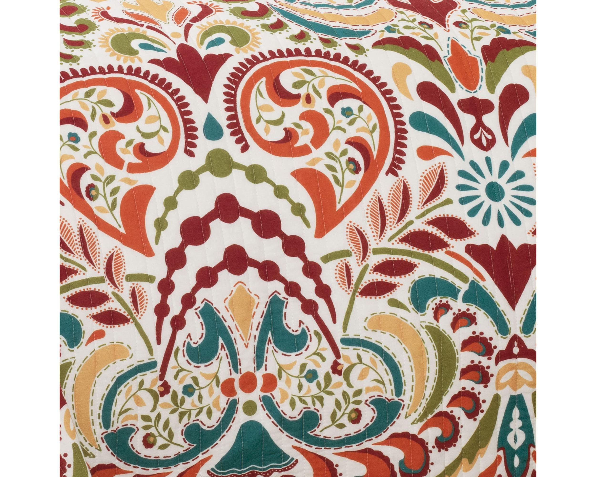 Lush Decor Clara Reversible Quilt Set - Full/Queen, Turquoise & Tangerine for Cozy Bedroom