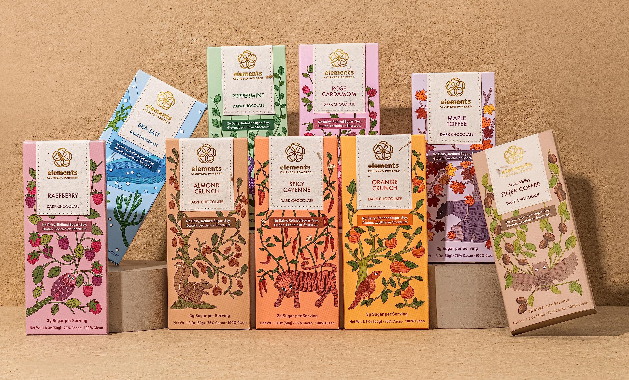 Elements Truffles Complete Collection - 9 Ayurvedic Chocolate Bars Variety Pack | Dairy-Free, Paleo, Gluten-Free, Non-GMO, Raw & Organic | Heavy Metal Tested | Healthy Dark Chocolate Gift Set for Holidays, Birthdays & Wellness Gifting