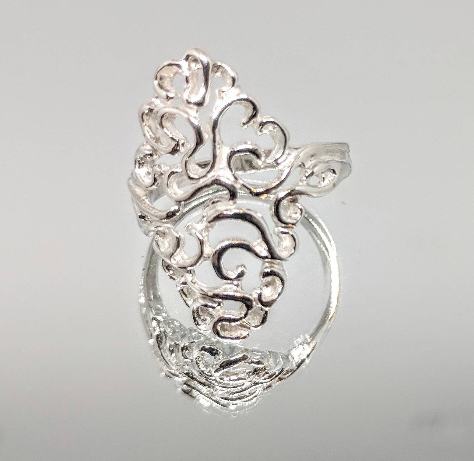 14K Gold or Sterling Silver Filigree Freeform Ring - Size 7 DIY Jewelry Setting, Elegant Fashion Ring 168-068/148-068 - Perfect for Weddings, Parties & Special Occasions