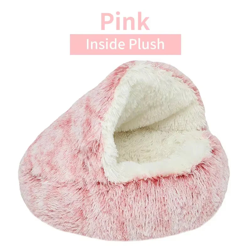 **Cozy Winter Plush Pet Bed - 2-in-1 Warm Sleep Nest for Small Dogs & Cats | Indoor Comfort for Cold Weather**