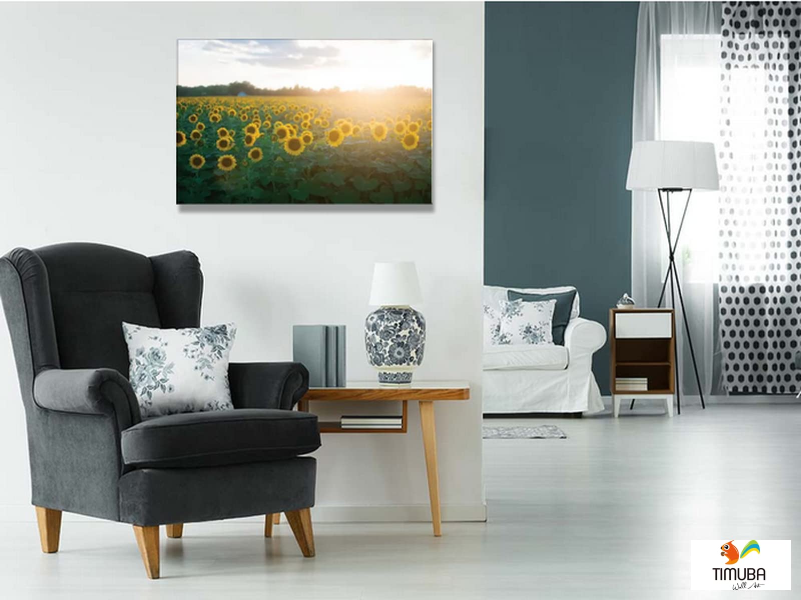 Sunflower Wall Art - Framed Yellow Sunflowers Field Canvas Painting, Nature Landscape Print for Kitchen & Bathroom Decor (24x36 Inches) - Perfect for Farmhouse, Boho & Modern Home Decor Styles