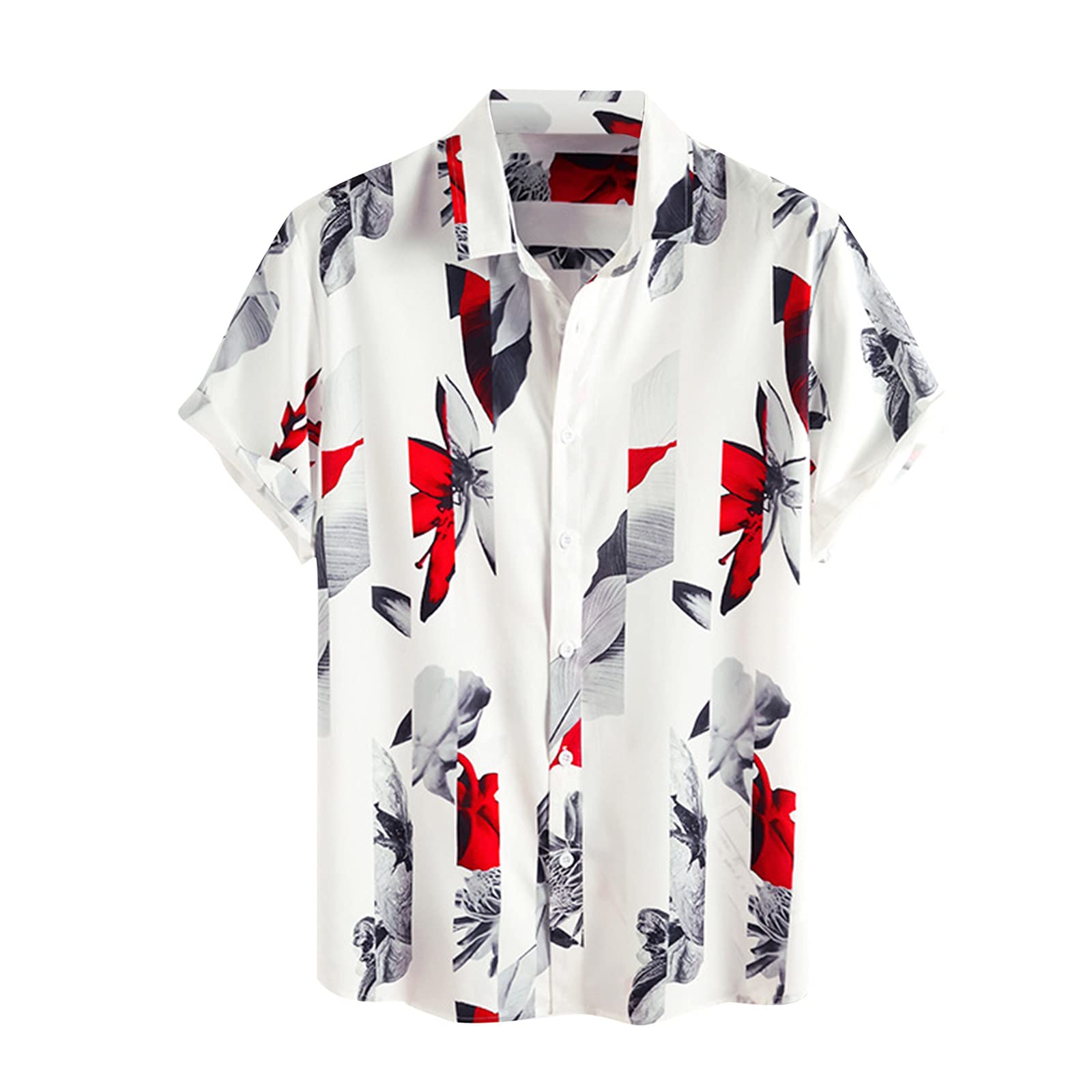 Men's Casual Printed Raglan Shirt - Short Sleeve Button Down Collar Fashion Top for Everyday Wear | Perfect for Street Style, Weekend Outings & Summer Fashion